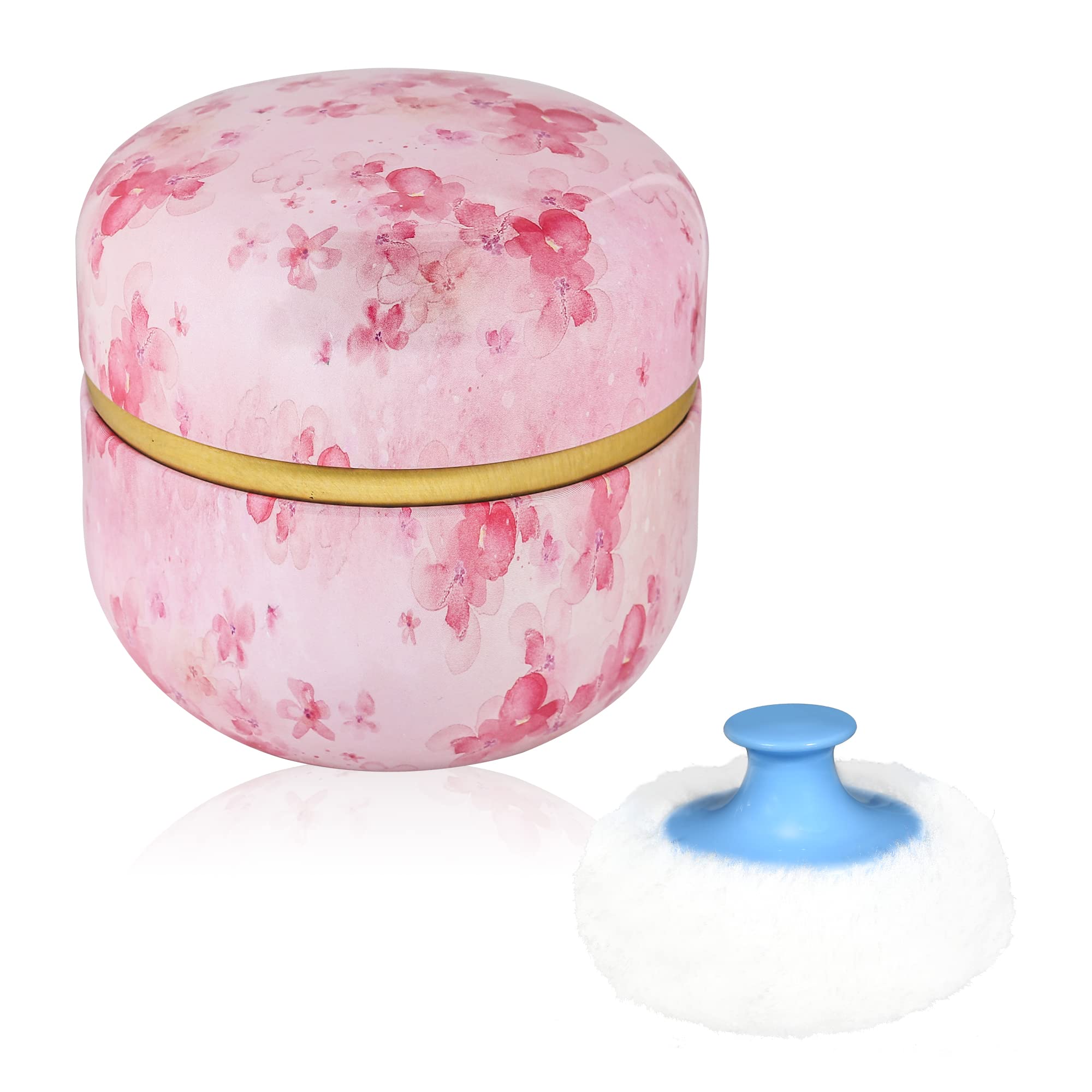 WEMEGA Portable Body Powder Case with Soft Powder Puff - Compact Travel Powder Container for Women & Baby Care - Pink Floral Design - Perfect for Diaper Bags, Gym Essentials & On-the-Go Touch Ups