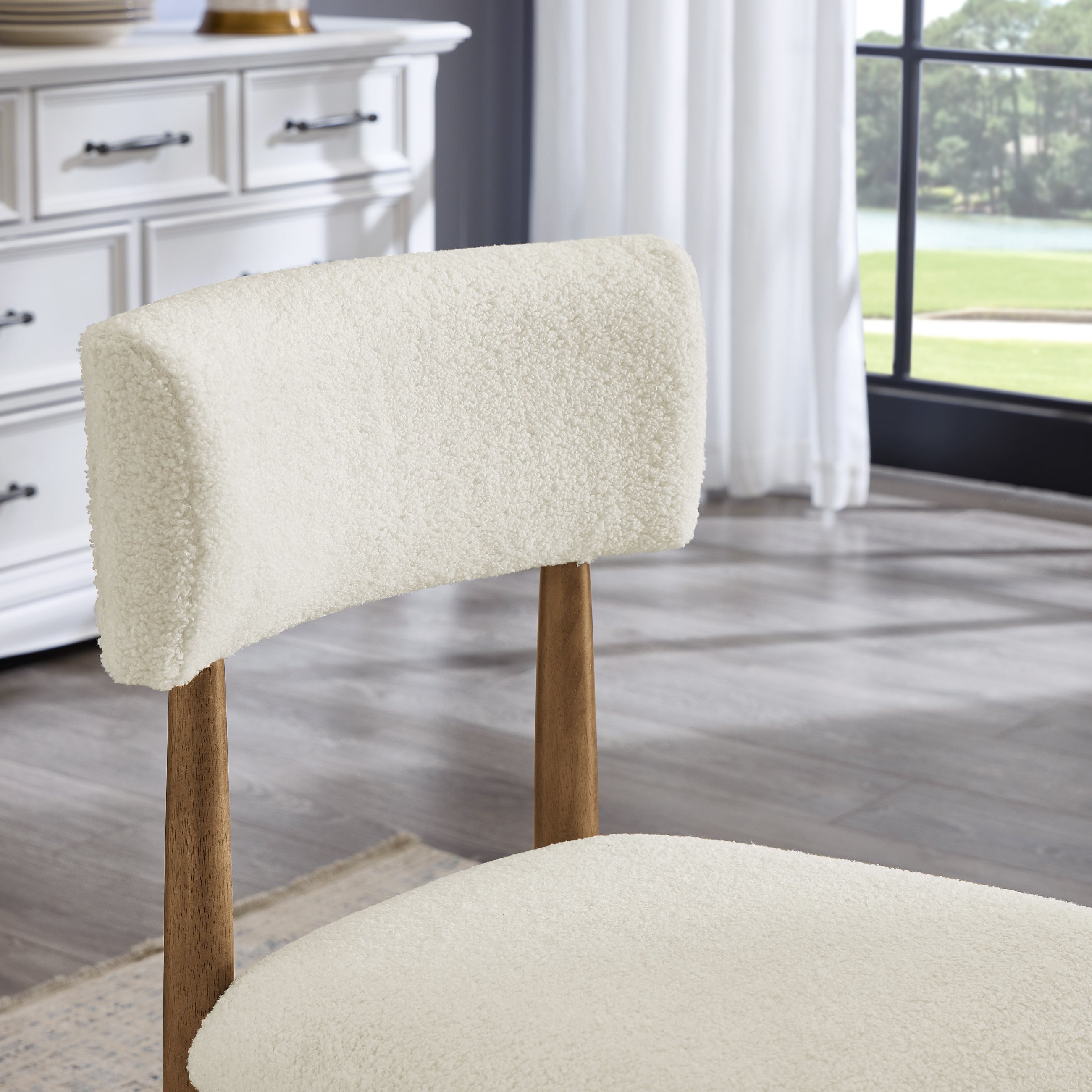 Roundhill Furniture Ellis Boucle Upholstered Dining Chairs Set of 2 - Modern Velvet Accent Chairs for Kitchen, Dining Room & Home Decor
