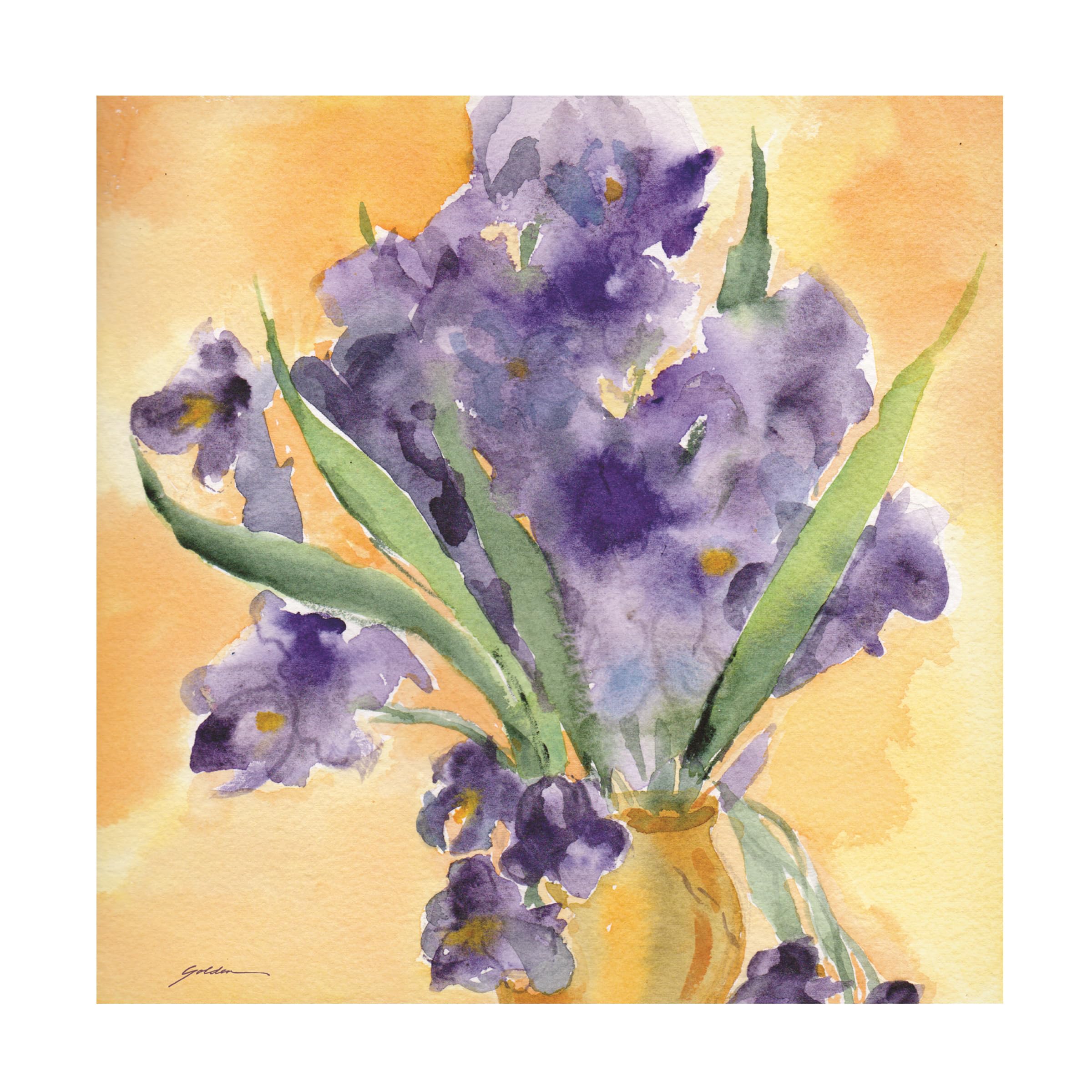 Trademark Fine Art 'Vase Of Irises' Canvas Wall Art by Sheila Golden - Hand-Painted Floral Home Decor for Living Room, Bedroom & Office
