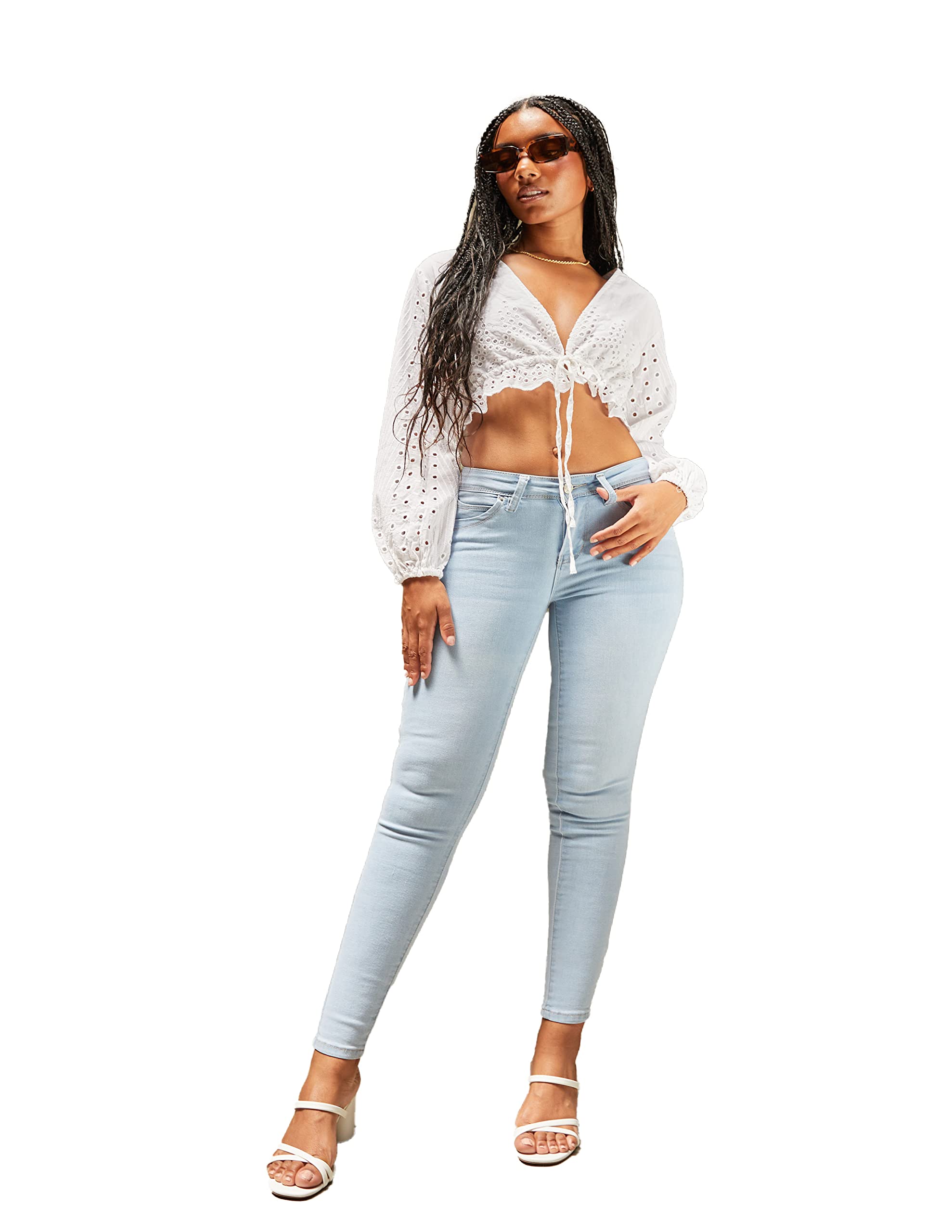 YMI Women's Juniors Mid-Rise Wannabettabutt Recycled Fiber Skinny Jeans - Eco-Friendly Stretch Denim Pants for Casual Wear & Everyday Outfits