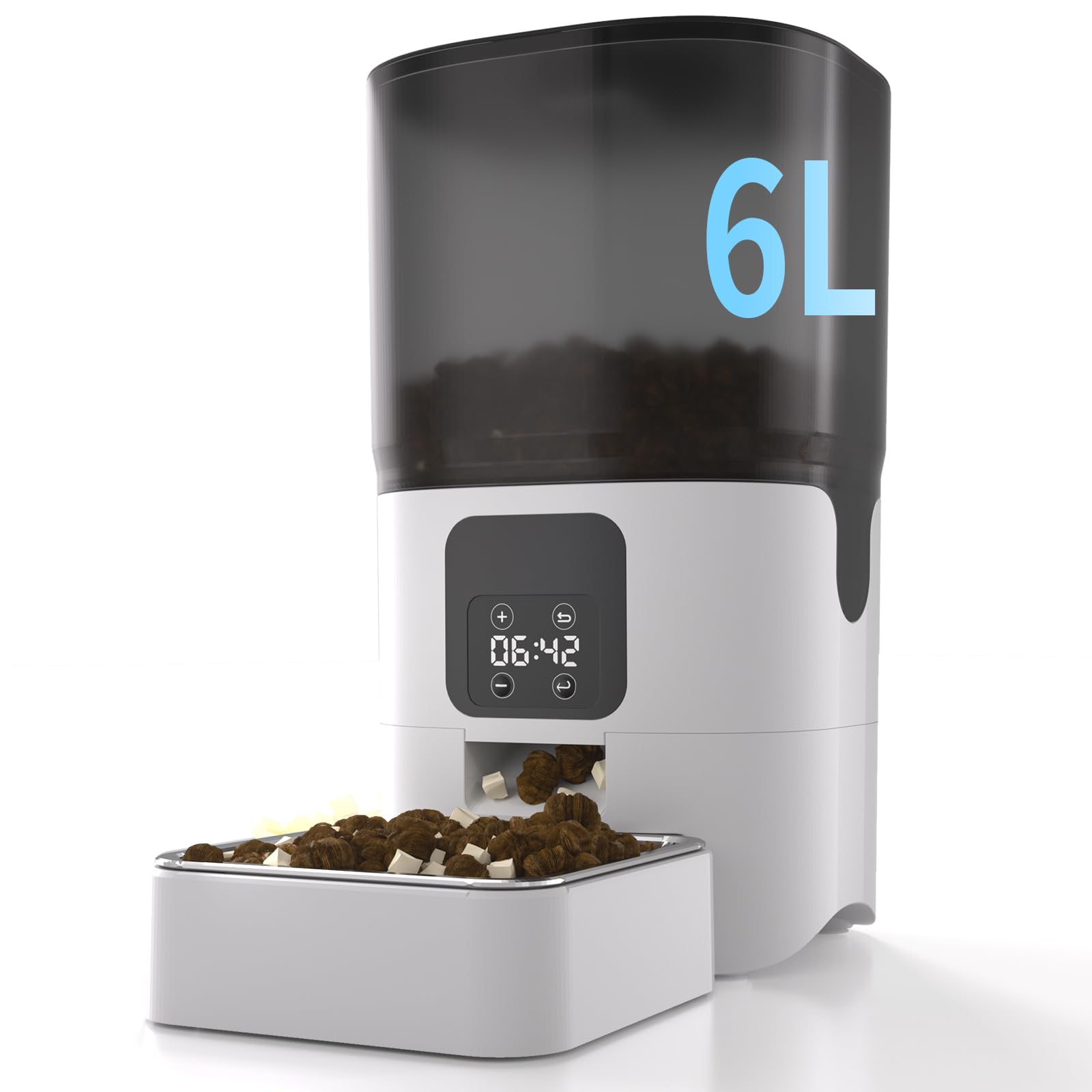 **PAPIFEED 6L Automatic Cat Feeder with Timer - Programmable Pet Food Dispenser for Cats & Large Dogs, Detachable for Easy Cleaning, 36 Meals Per Day (25 Cups) - Perfect for Travel, Work, or Busy Pet Owners**
