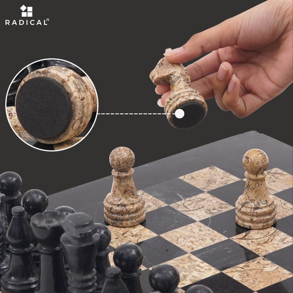 Premium Handmade Marble Chess Set with Storage Box - 15