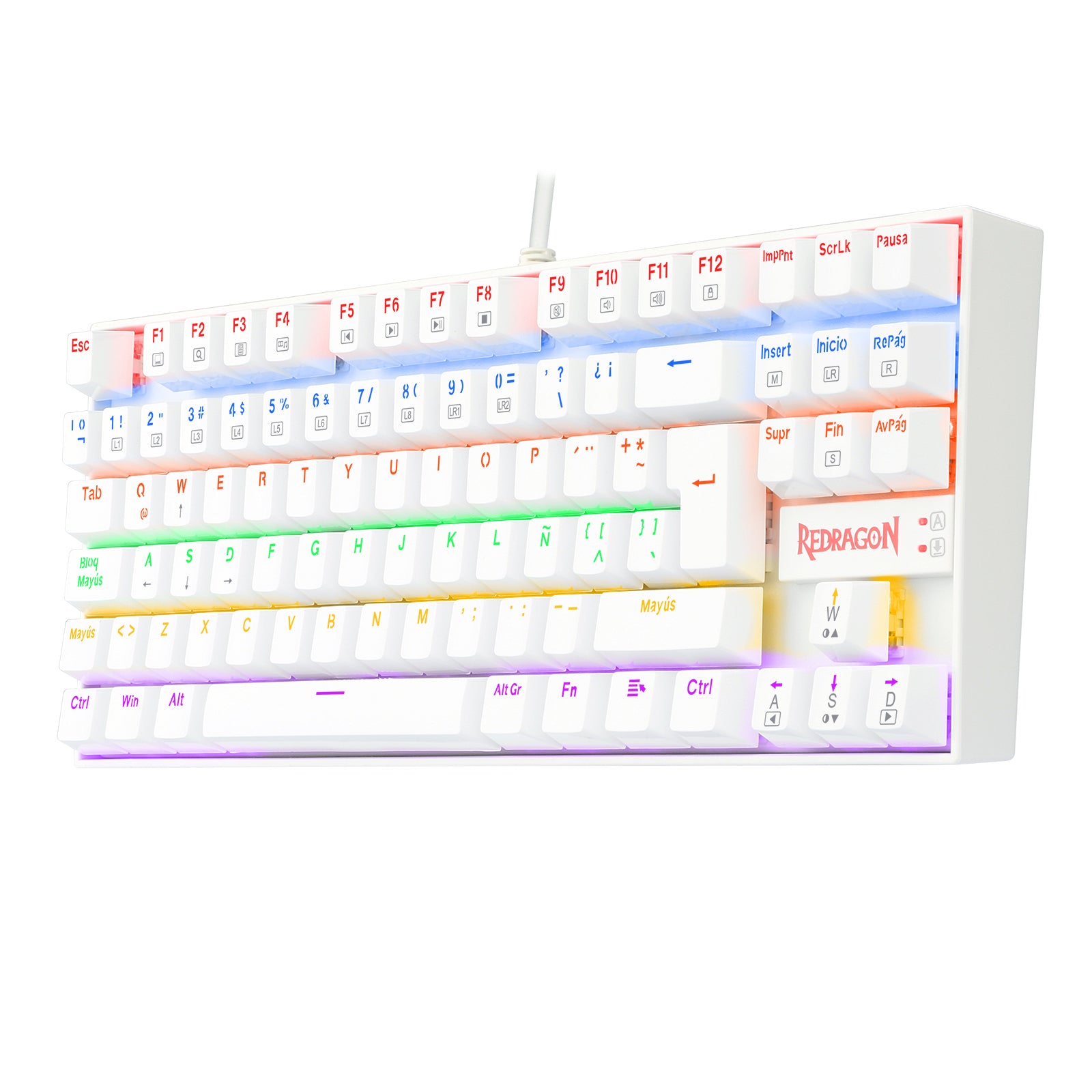 KUMARA 2 K552R SP Rainbow White Gaming Keyboard - Mechanical RGB Backlit Keyboard for PC Gamers | Perfect for FPS, MOBA & Typing | Durable Design for Esports & Office Use
