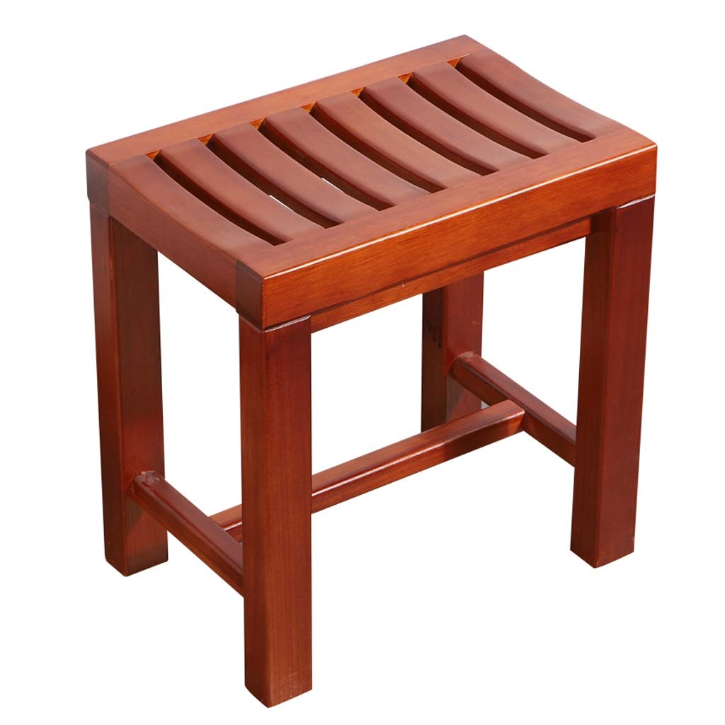 Waterproof Wooden Shower Stool - Anti-Slip Bathroom Bench with Curved Design for Elderly & Disabled - Heavy Duty Spa Chair Supports 250kg (42×28×34cm) - Perfect for Bathtub, Shower & Home Care Use