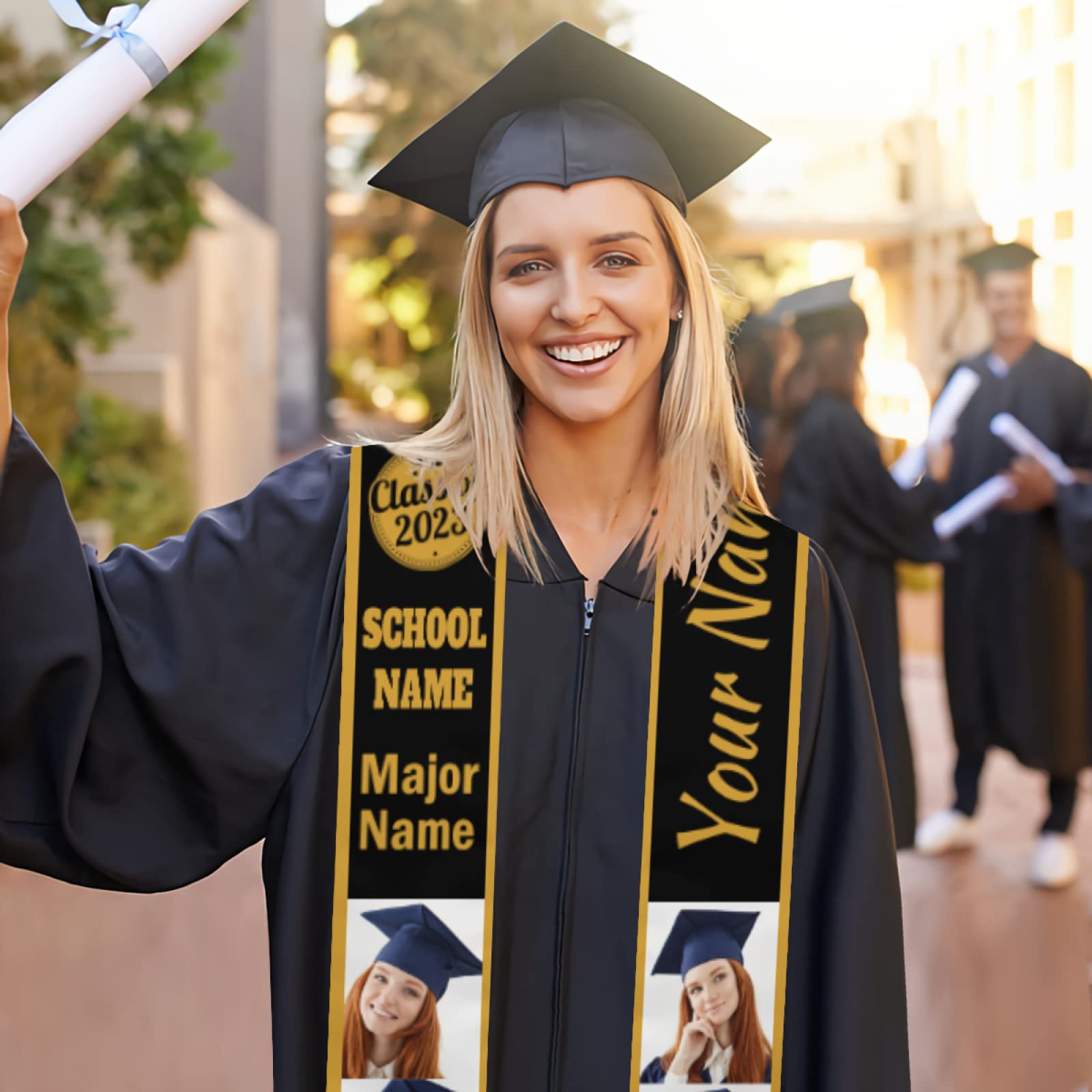 Custom Graduation Stole for Class of 2025 - Personalized with Name, Photo & School - Perfect Graduation Gift for High School & College - Ideal for Commencement Ceremonies & Photo Sessions