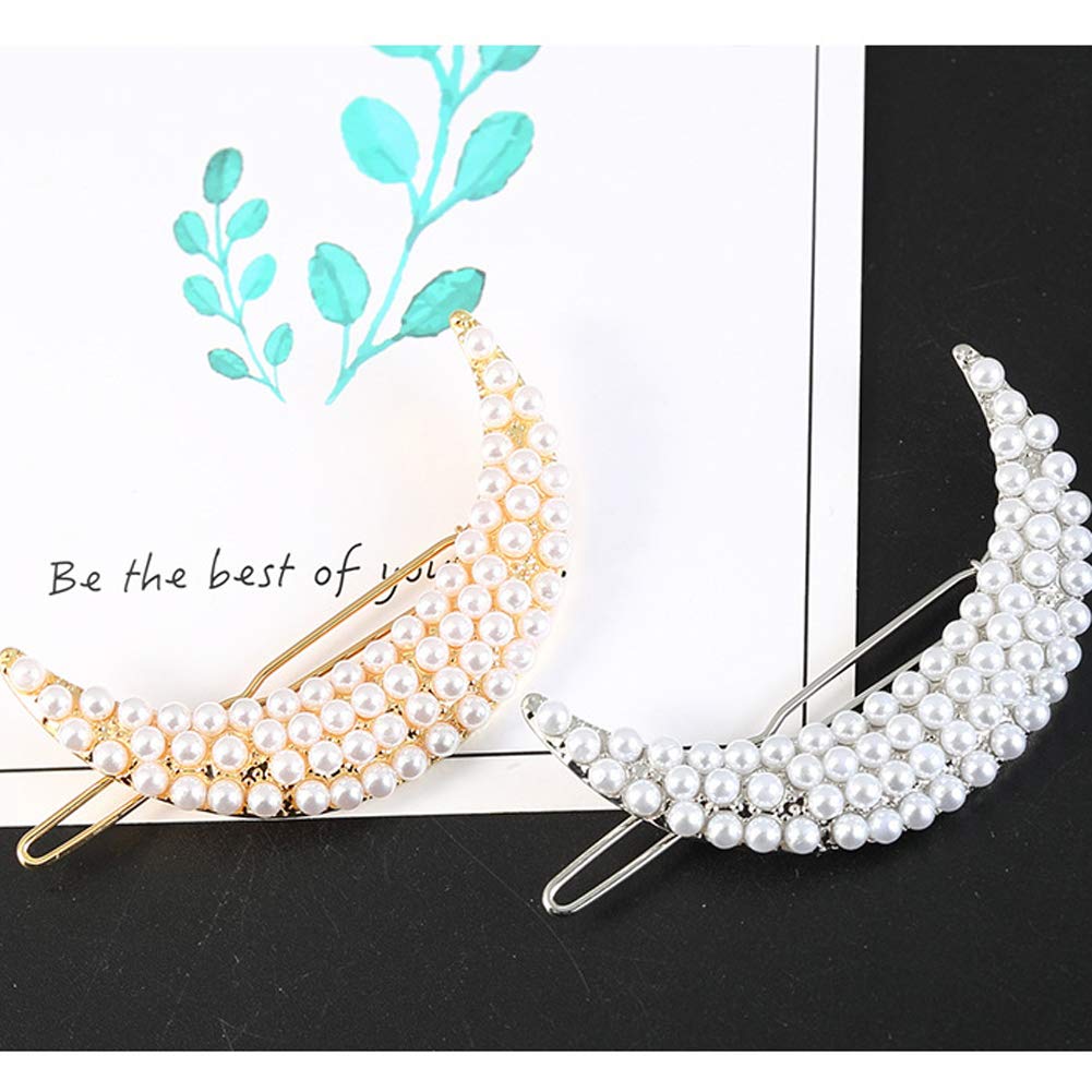 Elegant Rhinestone Half Moon Hair Clips for Women - Delicate Stylish Hair Jewelry Accessories Set - Perfect for Weddings, Parties & Everyday Wear