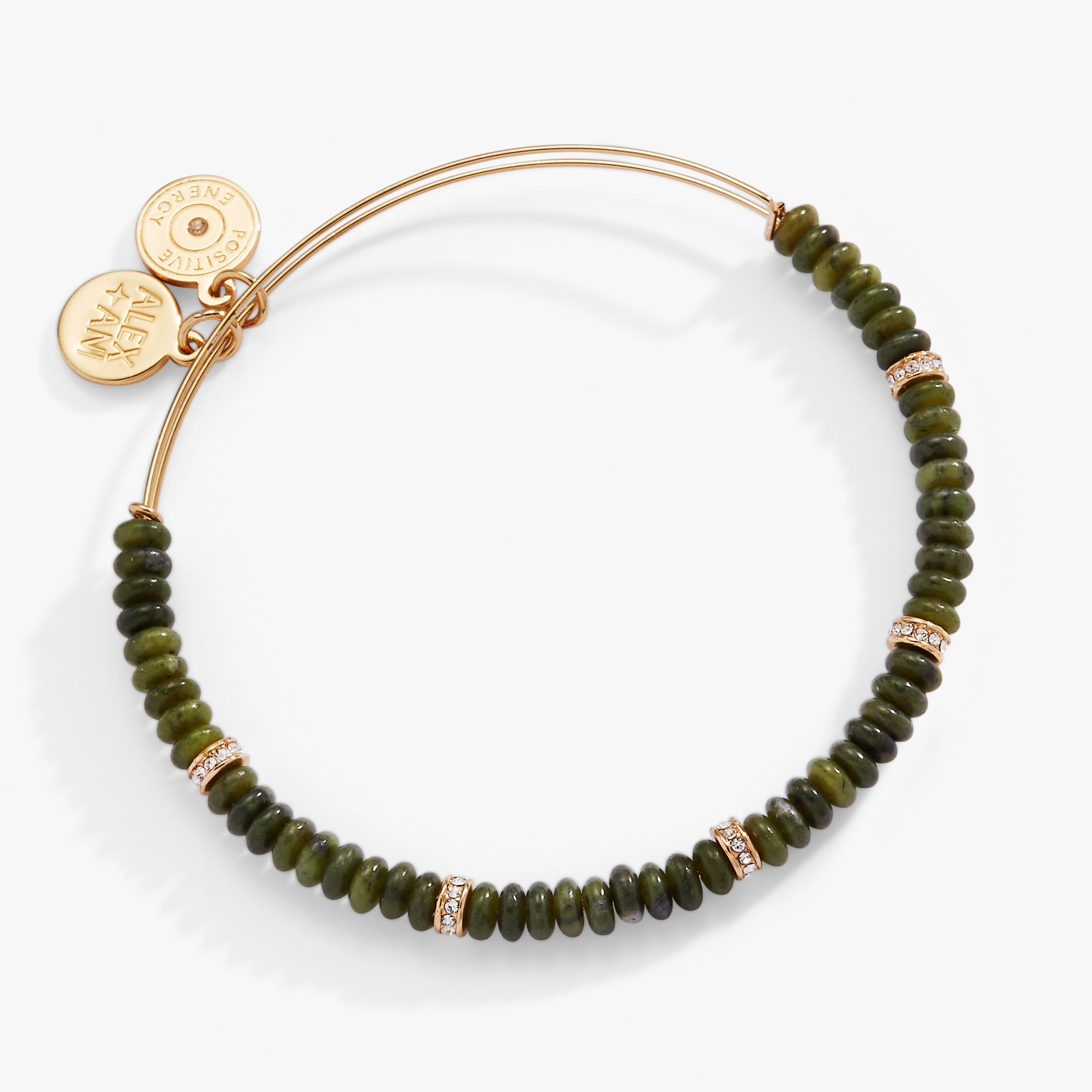 Natural Green Semi-Precious Stone Rondelle Beaded Bangle Bracelet for Women - Boho Chic Jewelry for Everyday Wear & Special Occasions