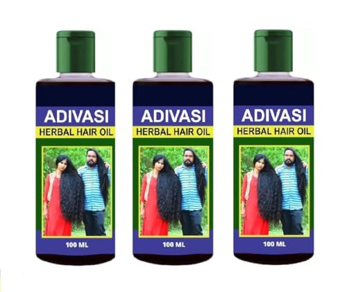 GIGAACI Adivasi Herbal Hair Oil for Hair Growth & Hair Fall Control - 100% Natural Hair Treatment for Women & Men - 100ml (Pack of 3) - Promotes Stronger, Longer Hair - Perfect for Daily Scalp Massage & Nighttime Hair Care Routine