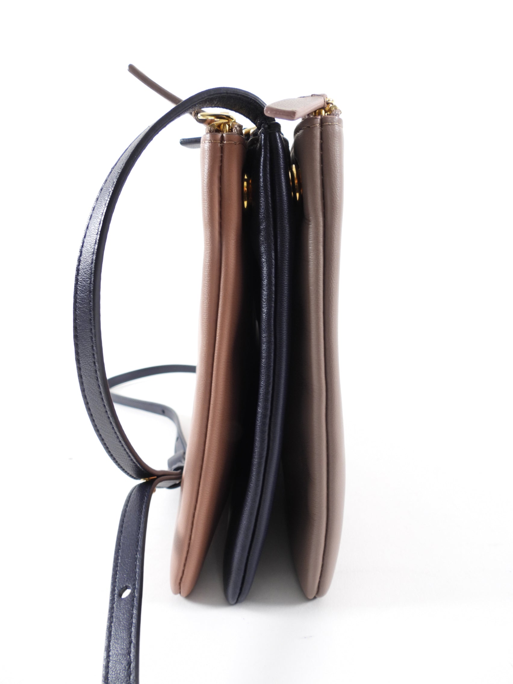Celine Leather Trio Crossbody Bag for Women - Mauve, Navy & Rose Pink | Stylish Shoulder Purse for Work, Travel & Everyday Use