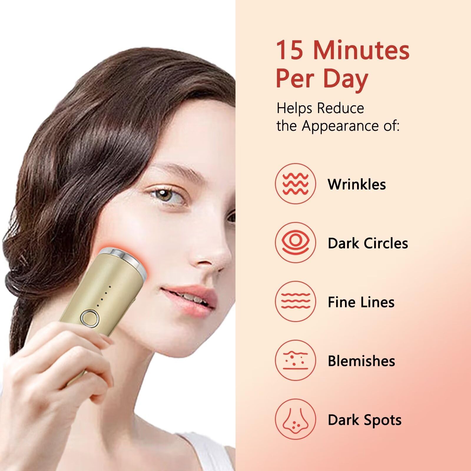 Red Light Therapy Wand for Face - Anti Aging LED Infrared Light Therapy Device, Skin Tightening & Wrinkle Removal, Facial Massager for Skin Rejuvenation & Lifting | At-Home Skincare & Spa Treatment