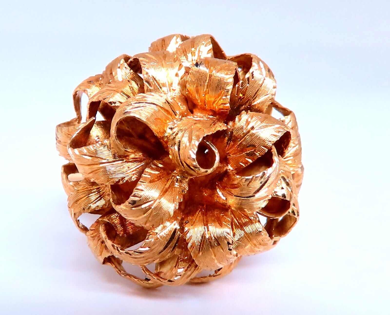 Vintage Florentine 25mm Cocktail 18kt Gold Ring Size 7.25 - Elegant Statement Jewelry for Women, Perfect for Evening Parties, Weddings & Special Occasions