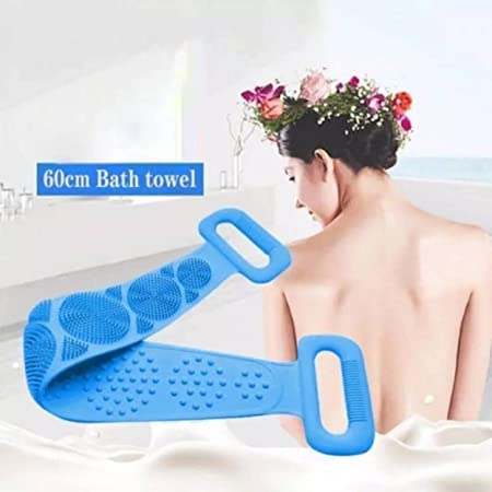 Kawna Silicone Body Scrubber - Exfoliating Bath Brush for Men & Women - Reusable Shower Cleaning Belt for Dead Skin Removal - Perfect for Kids, Spa & Sensitive Skin Care (Multicolor)