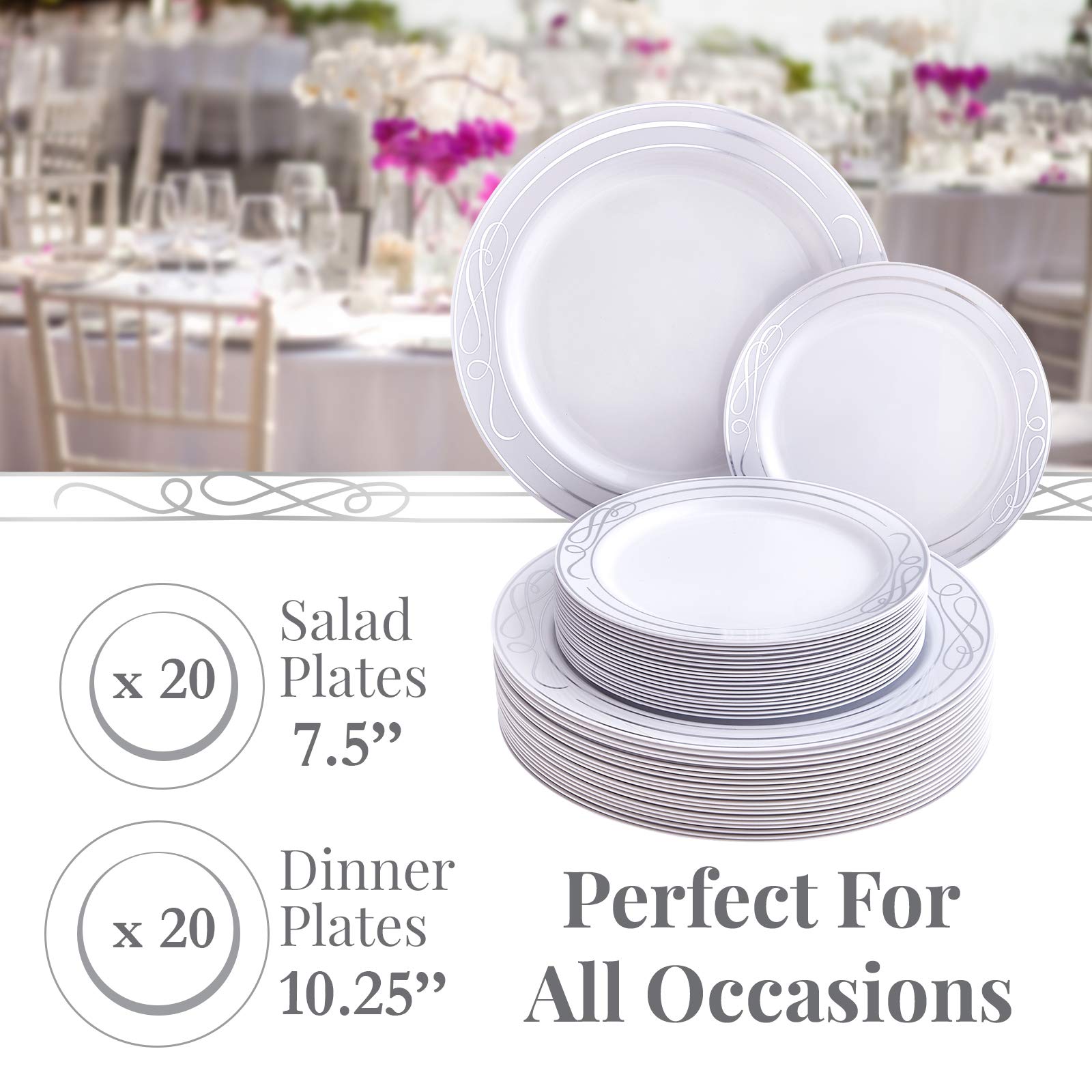 Premium 20-Piece Disposable Plastic Plate Set - 10.25