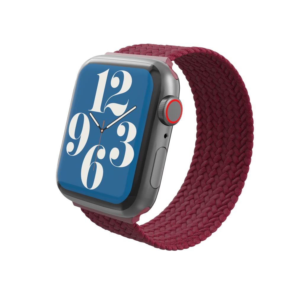 ZAGG Gear4 Braided Stretchy Solo Loop Band for Apple Watch 38mm 40mm 41mm - Medium Size, Wine Red - Compatible with iWatch Series 7/6/SE/5/4/3/2/1 - Comfortable Elastic Strap for Workouts, Running & Everyday Wear (705009497)