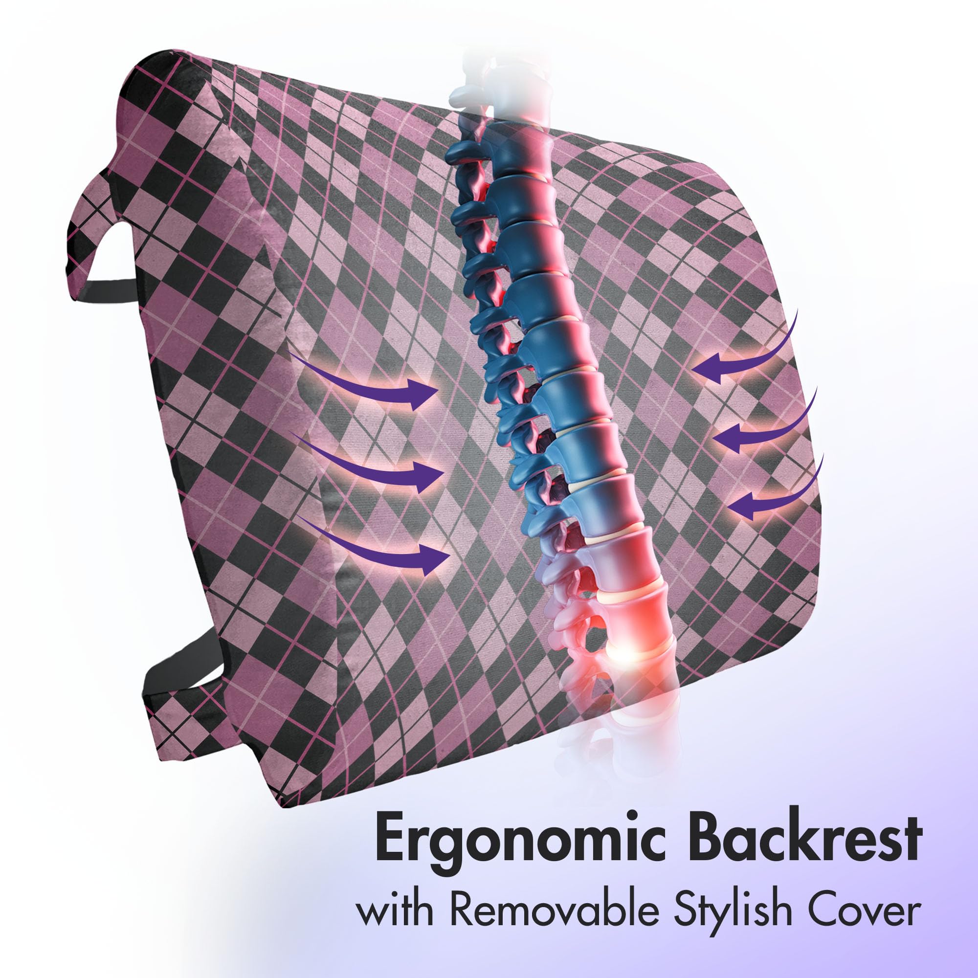 Ambesonne Checkered Lumbar Support Pillow - Cross Striped Mosaic Pattern, High Density Foam for Office Chair & Car Seat - 14