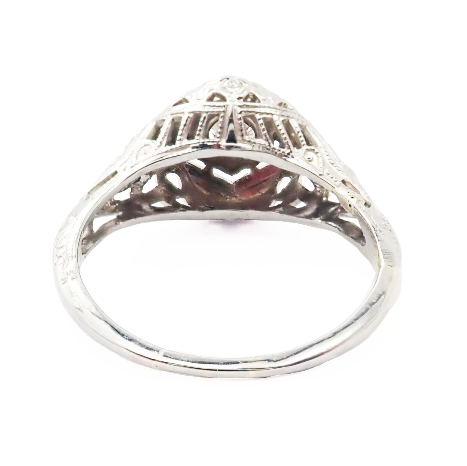 Vintage Platinum Diamond Art Deco Filigree Ring - Antique Estate Jewelry for Women, Engagement, Wedding & Special Occasions