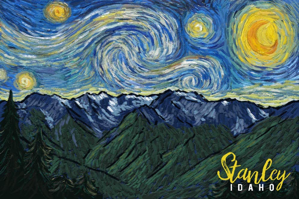 Starry Night Wall Art Poster - 12x18 Stanley Idaho Landscape Print for Home & Office Decor | Perfect for Living Room, Bedroom, or Gift
