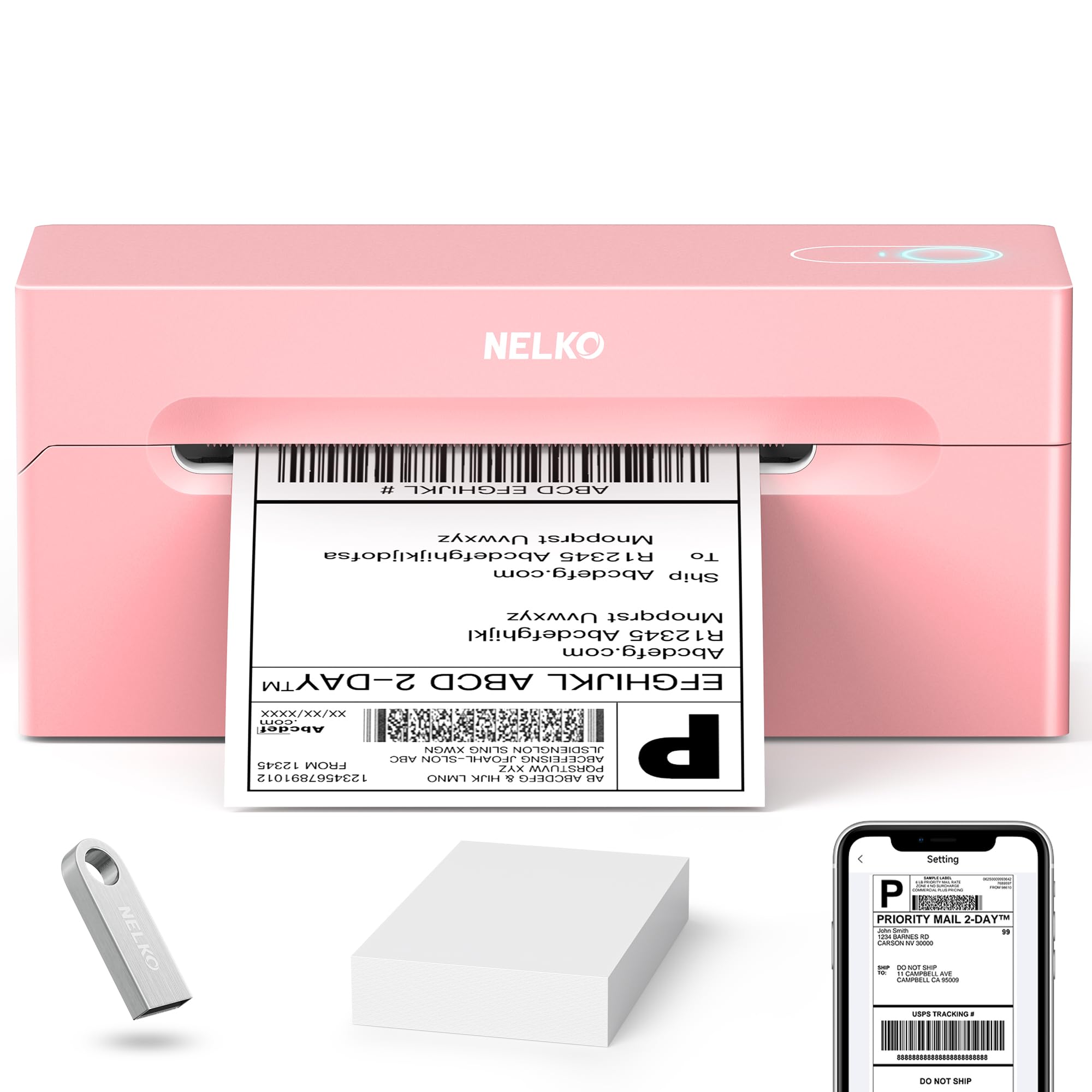 Nelko Bluetooth Thermal Shipping Label Printer - Wireless 4x6 Label Maker for Amazon, eBay, Shopify & Etsy | Compatible with Android, iPhone & Windows | Perfect for USPS, UPS & FedEx Packages | Ideal for Home Business & E-commerce Shipping