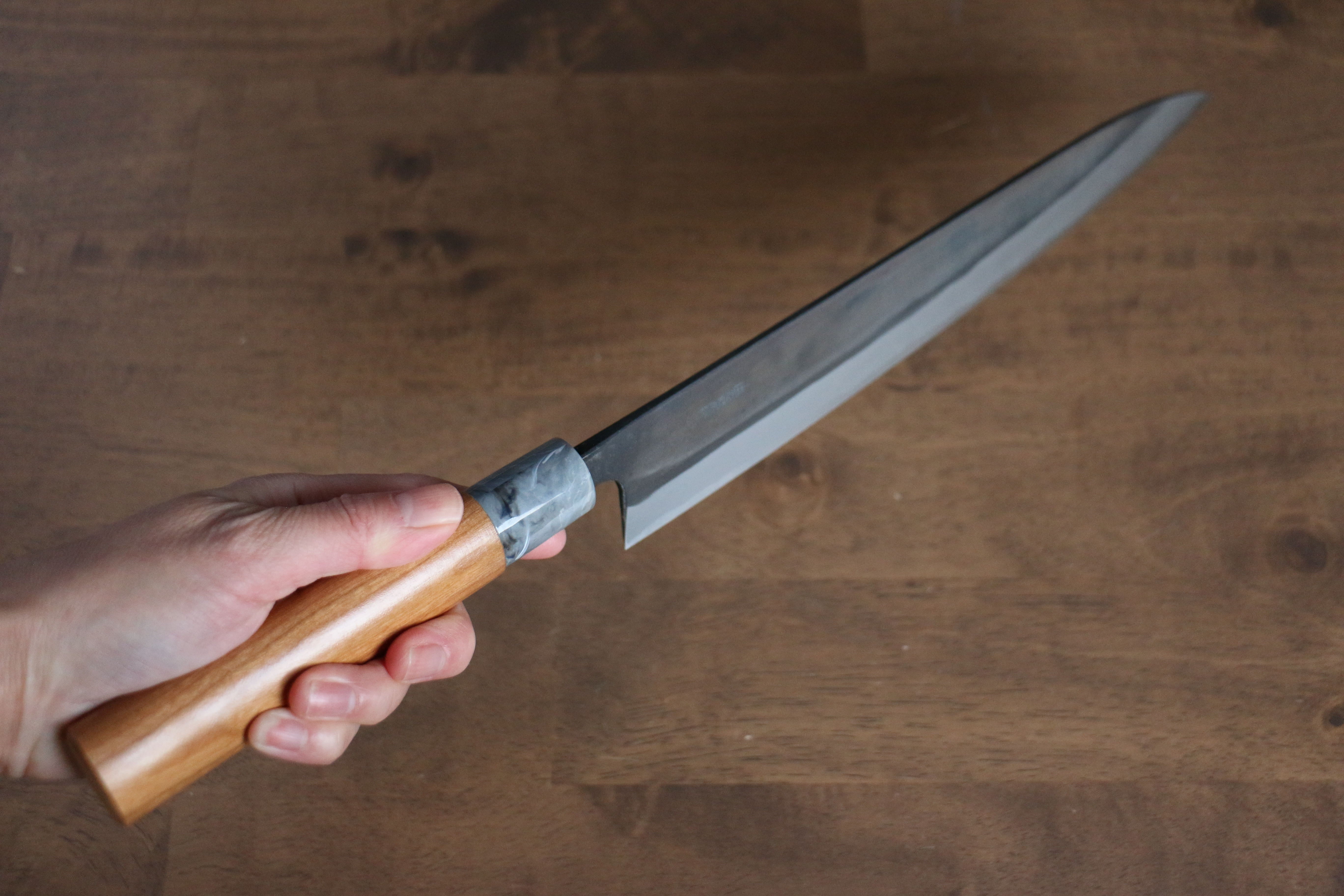 Premium Nao Yamamoto White Steel No.2 Kurouchi Sujihiki 270mm Slicing Knife - Cherry Blossom Wood Handle - Japanese Chef Knife for Sushi, Meat & Delicate Cutting