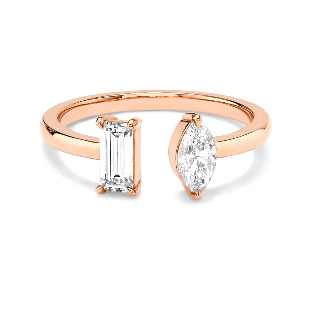Lab Grown Diamond Toi et Moi Promise Ring - Baguette & Marquise Cut Engagement Ring for Women | Anniversary, Proposal, Wedding Gift Idea