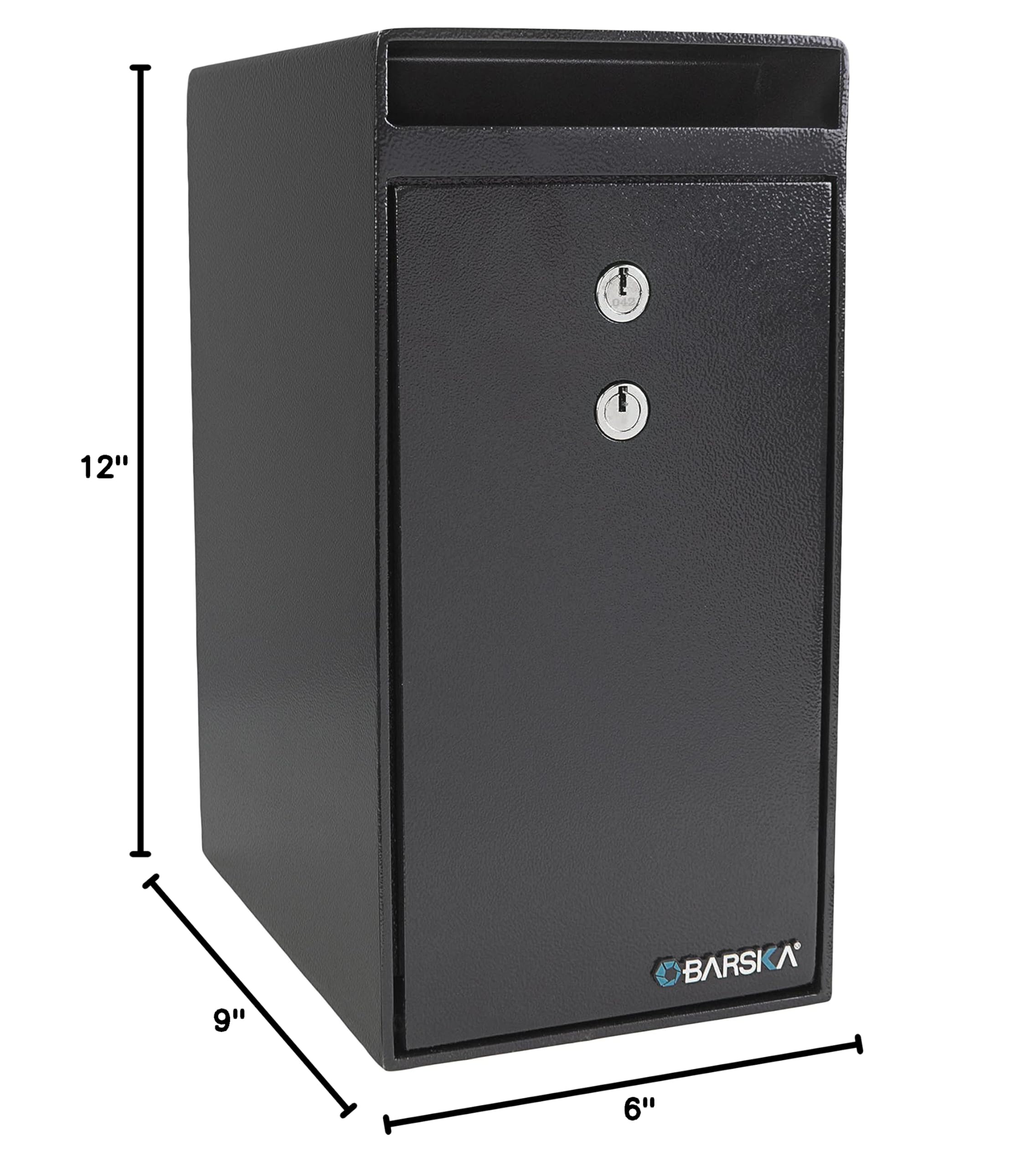 Barska Key Lock Depository Drop Safe - Secure Cash Box for Money, Receipts, Keys & Valuables | Home, Office & Retail Use for Small Business Security