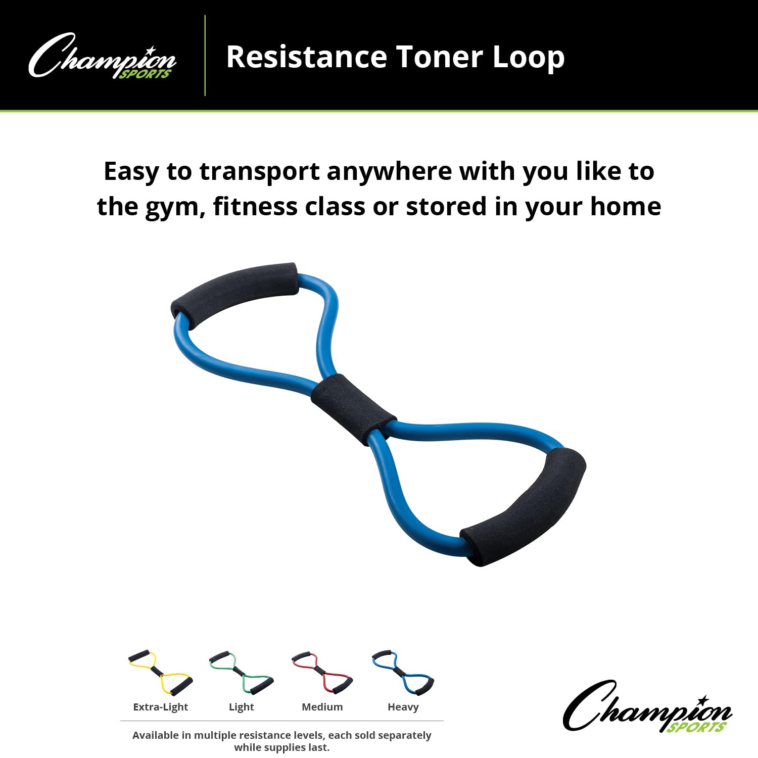 Champion Sports Extra Light Resistance Exercise Bands - Yellow | Perfect for Home Workouts, Yoga, Pilates & Strength Training