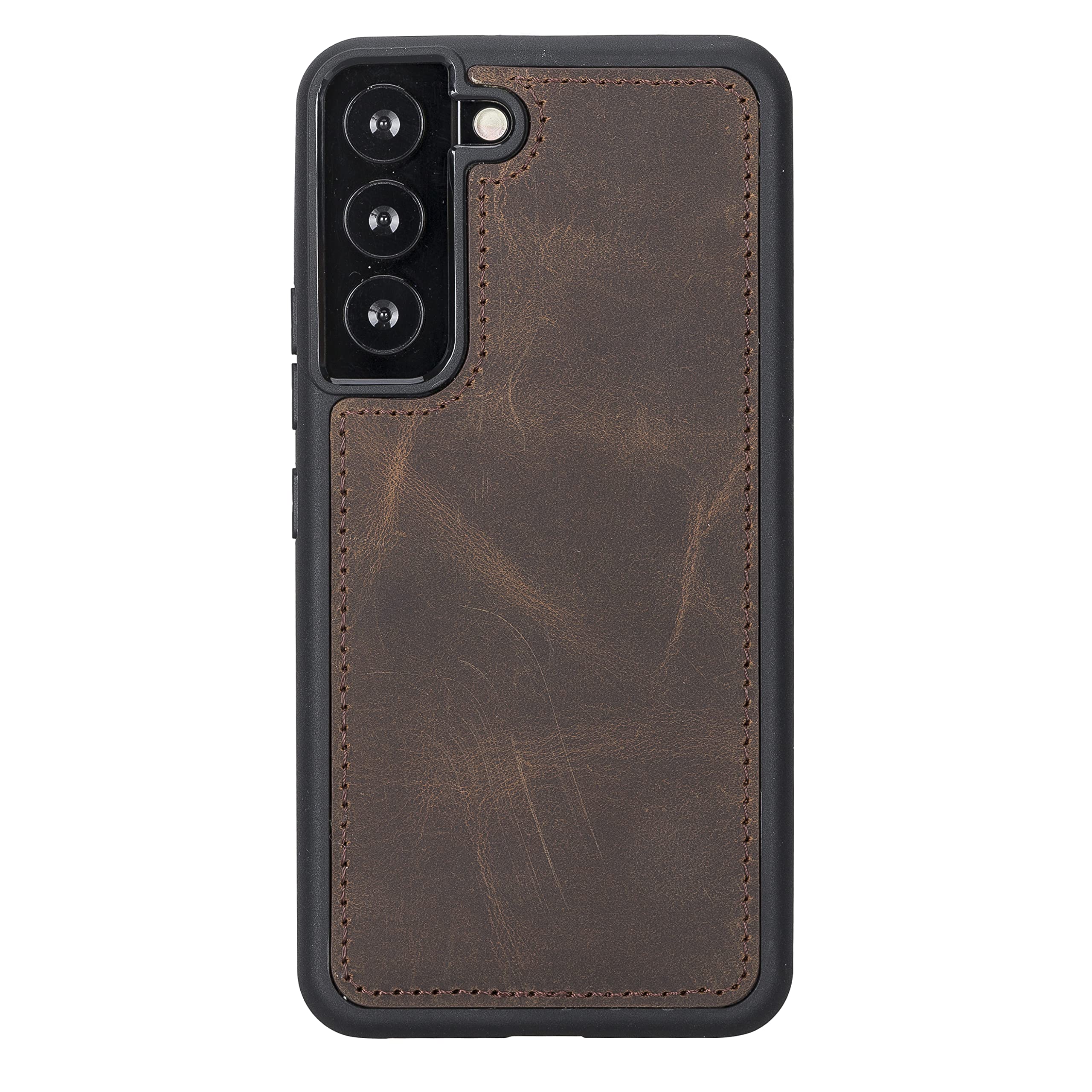Premium Full Grain Leather Samsung Galaxy S22 Wallet Case - Detachable Magnetic Flip Cover with Kickstand & Card Holder (Brown) | Perfect for Business Professionals & Travelers