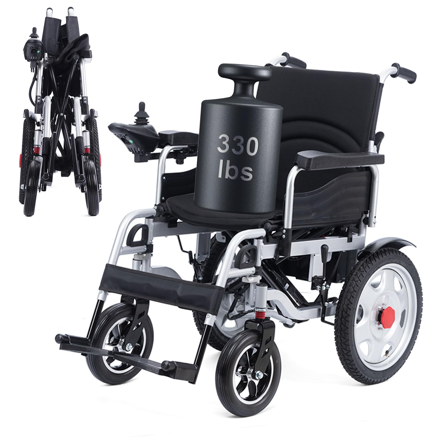 **All-Terrain Foldable Electric Wheelchair for Seniors & Adults - 500W Dual Motor, 20-Mile Range, 330lbs Capacity - Portable Motorized Power Wheelchair for Indoor & Outdoor Travel (Black)**    **Usage Scenarios:** Ideal for seniors, disabled individuals, and travelers seeking mobility freedom at home, parks, shopping malls, and rough terrains.