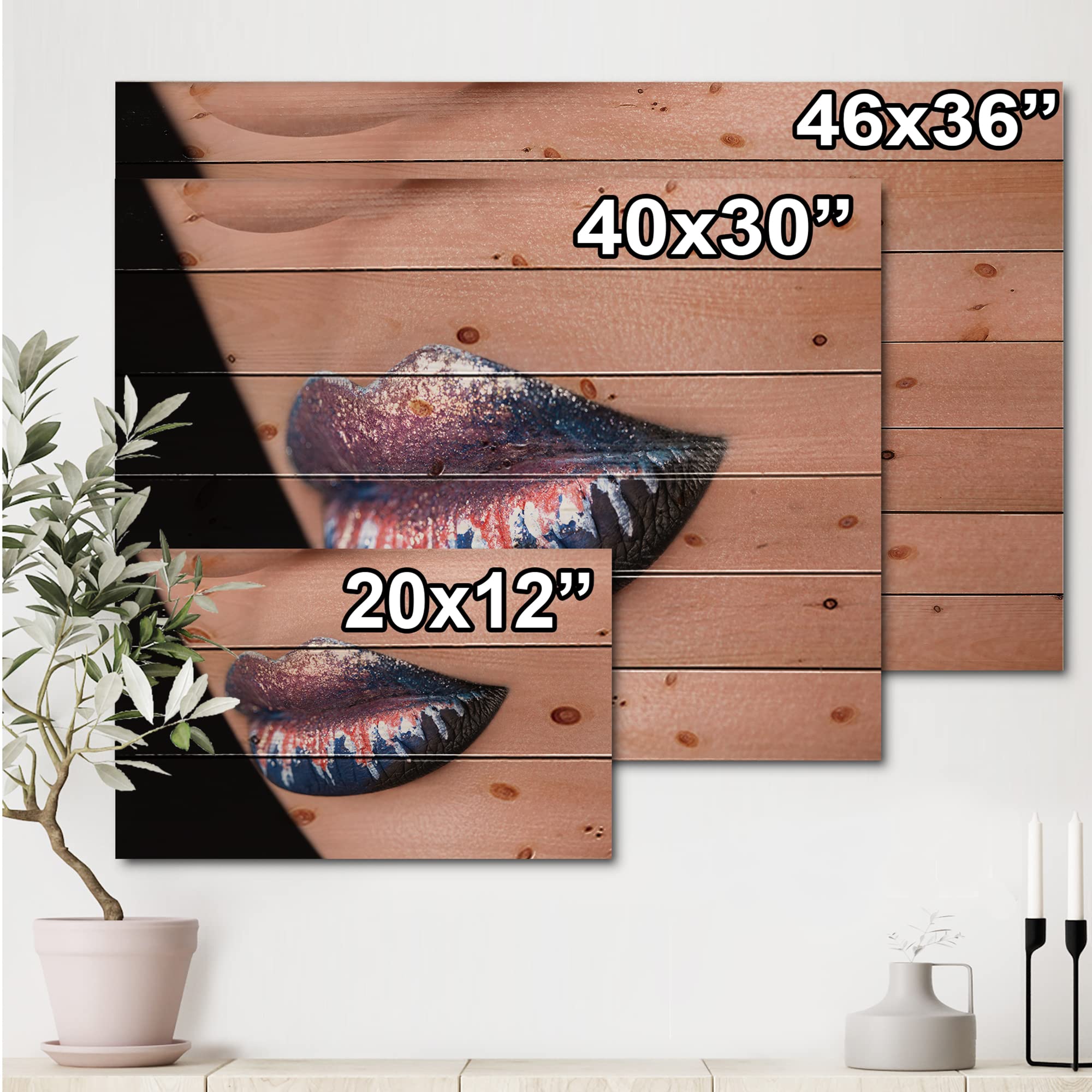 Modern Blue Wood Wall Art - Printed Pine Decor for Living Room & Bedroom