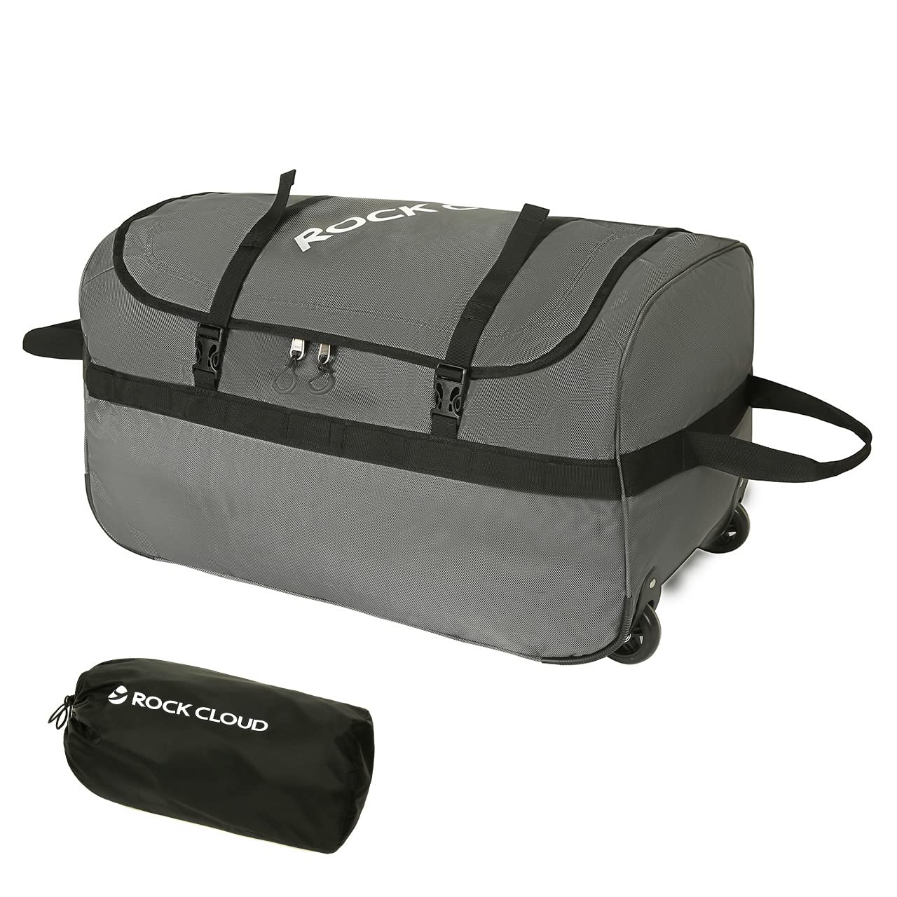 Foldable Rolling Duffel Bag with Wheels 85L - 26 Inch Packable Travel Duffle for Camping, Sports & Gym - Lightweight Luggage for Airplane, Train & Weekend Getaways (Grey)