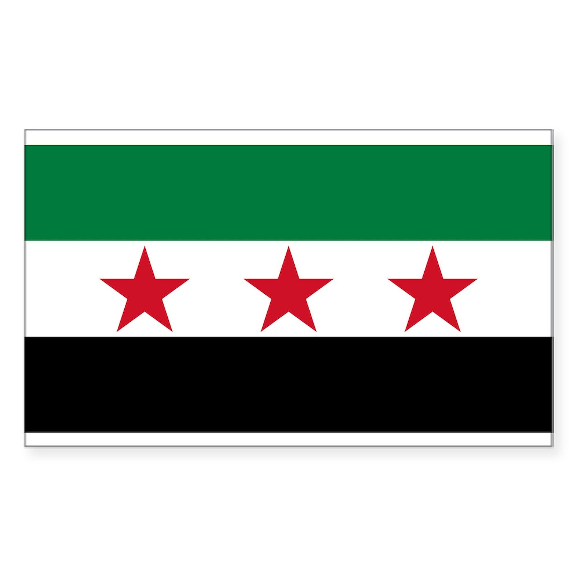 Free Syrian Republic Flag Sticker - Rectangle Bumper Car Decal for Windows, Laptops & Vehicles - Patriotic Decoration & Political Statement