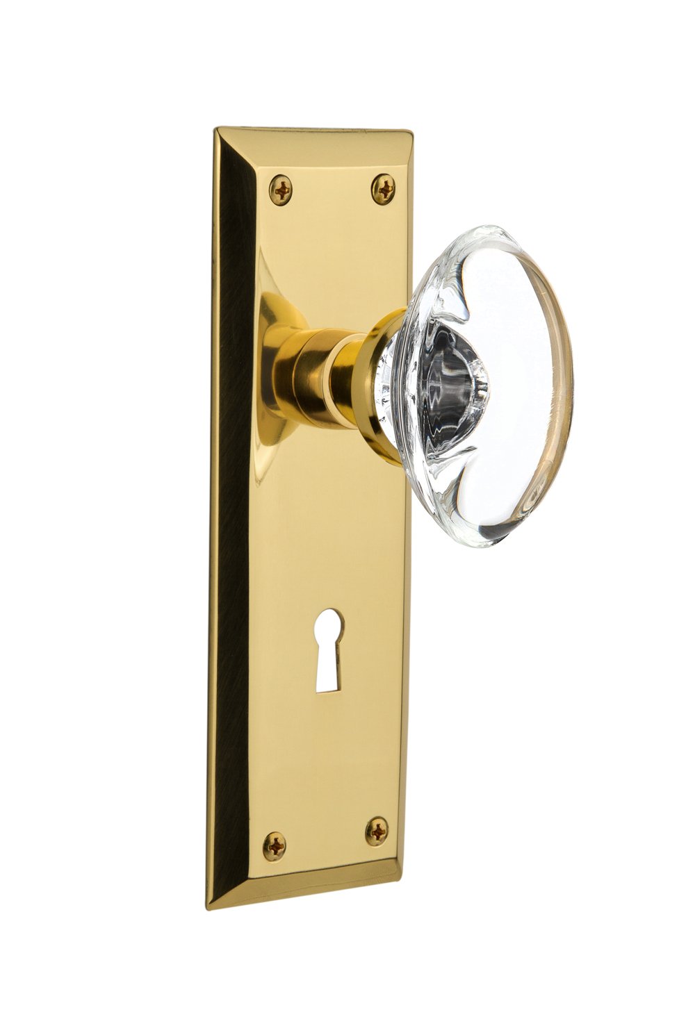 Nostalgic Warehouse New York Plate with Keyhole Oval Clear Crystal Glass Knob - 2.75