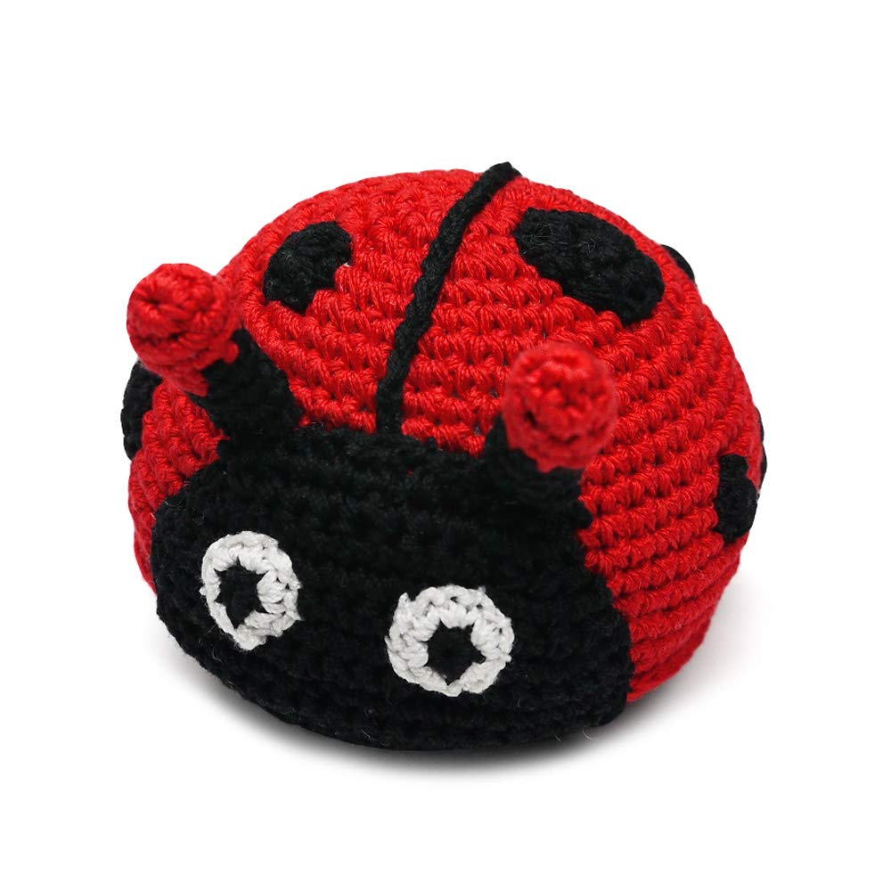 Crochet Small Dog Squeaky Toy - Cute Ladybug Design for Puppies | Interactive Chew Toy for Teething & Playtime | Perfect for Indoor & Outdoor Fun