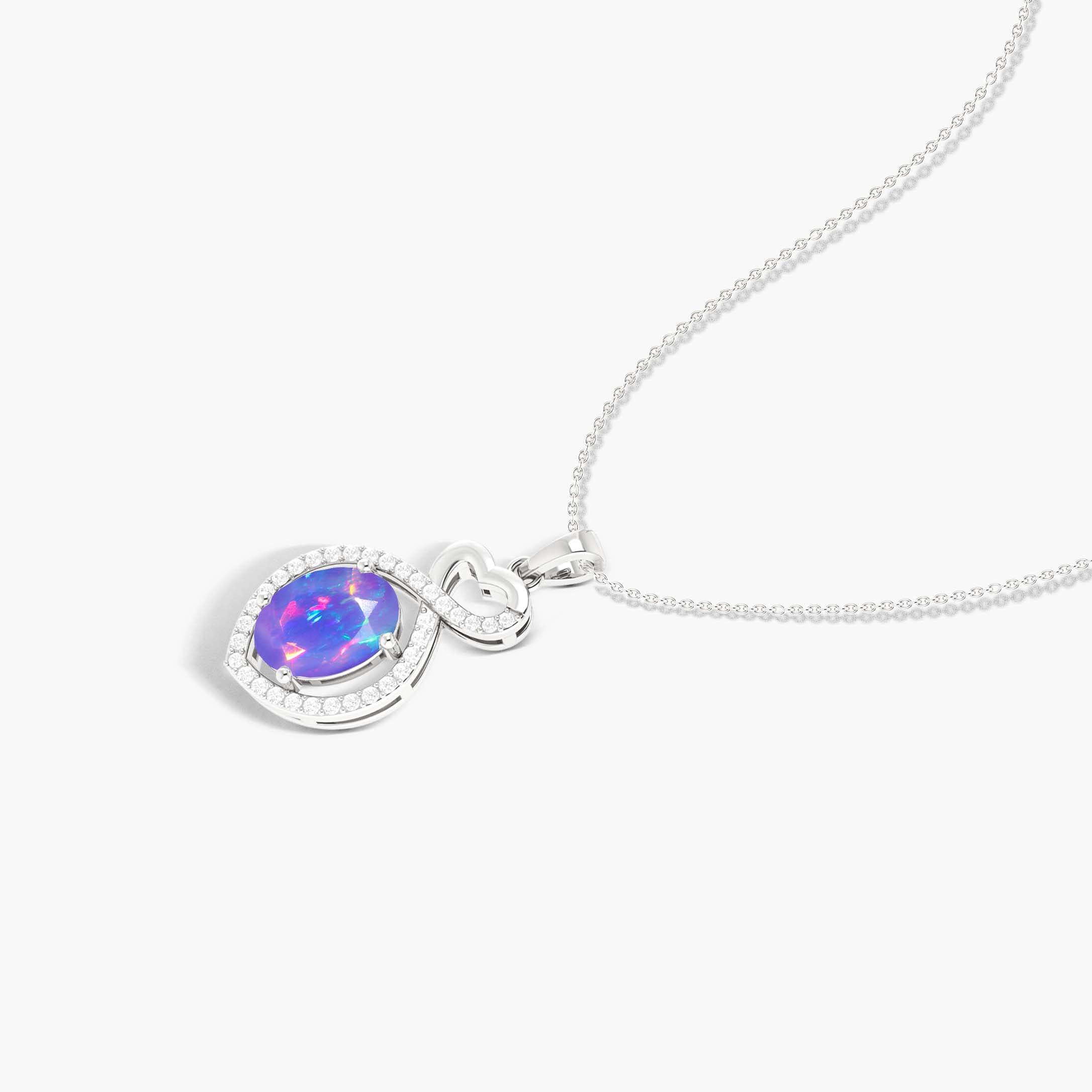 Natural Lavender Opal Mini Heart Pendant Necklace - Dainty Silver Chain Jewelry for Women, Perfect for Valentine's Day Gifts & Everyday Elegance