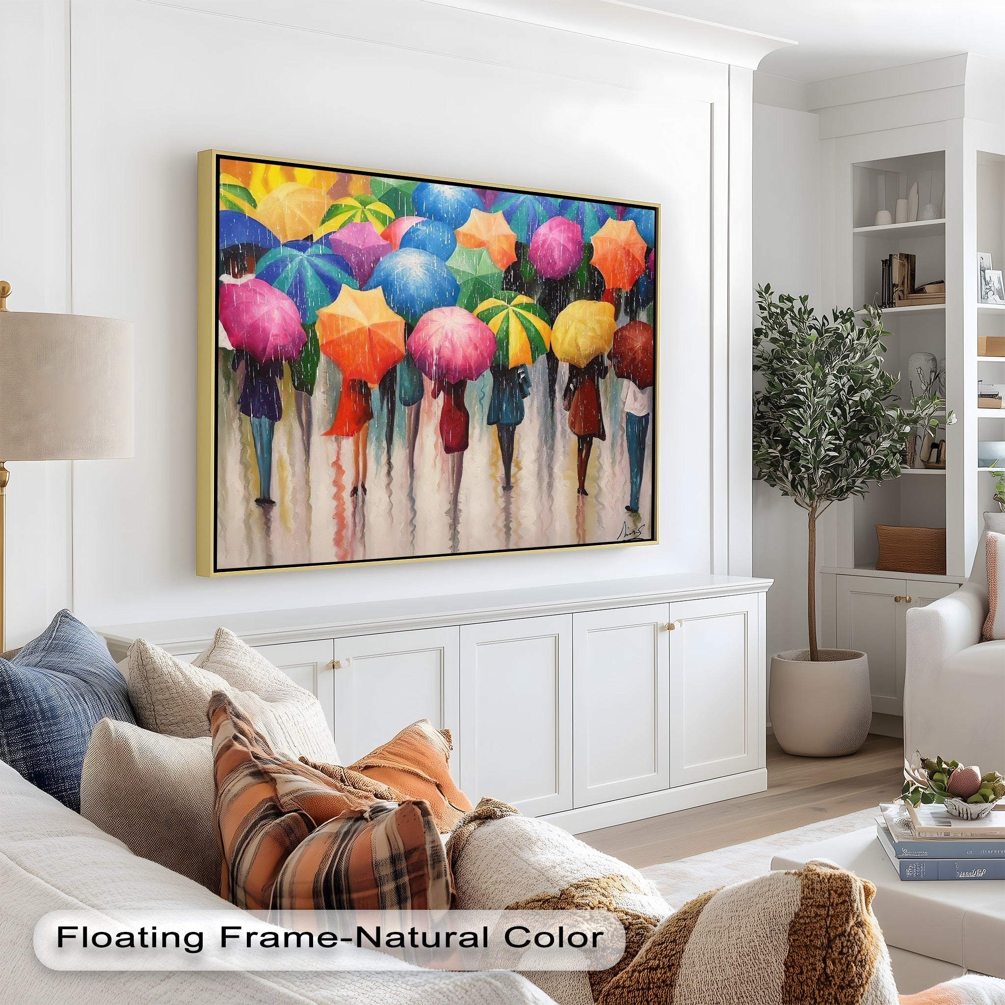 Vibrant Abstract Oil Painting - City Rain Melody Artwork for Home Decor & Office Wall Art | Modern Canvas Painting for Living Room, Bedroom & Office Spaces