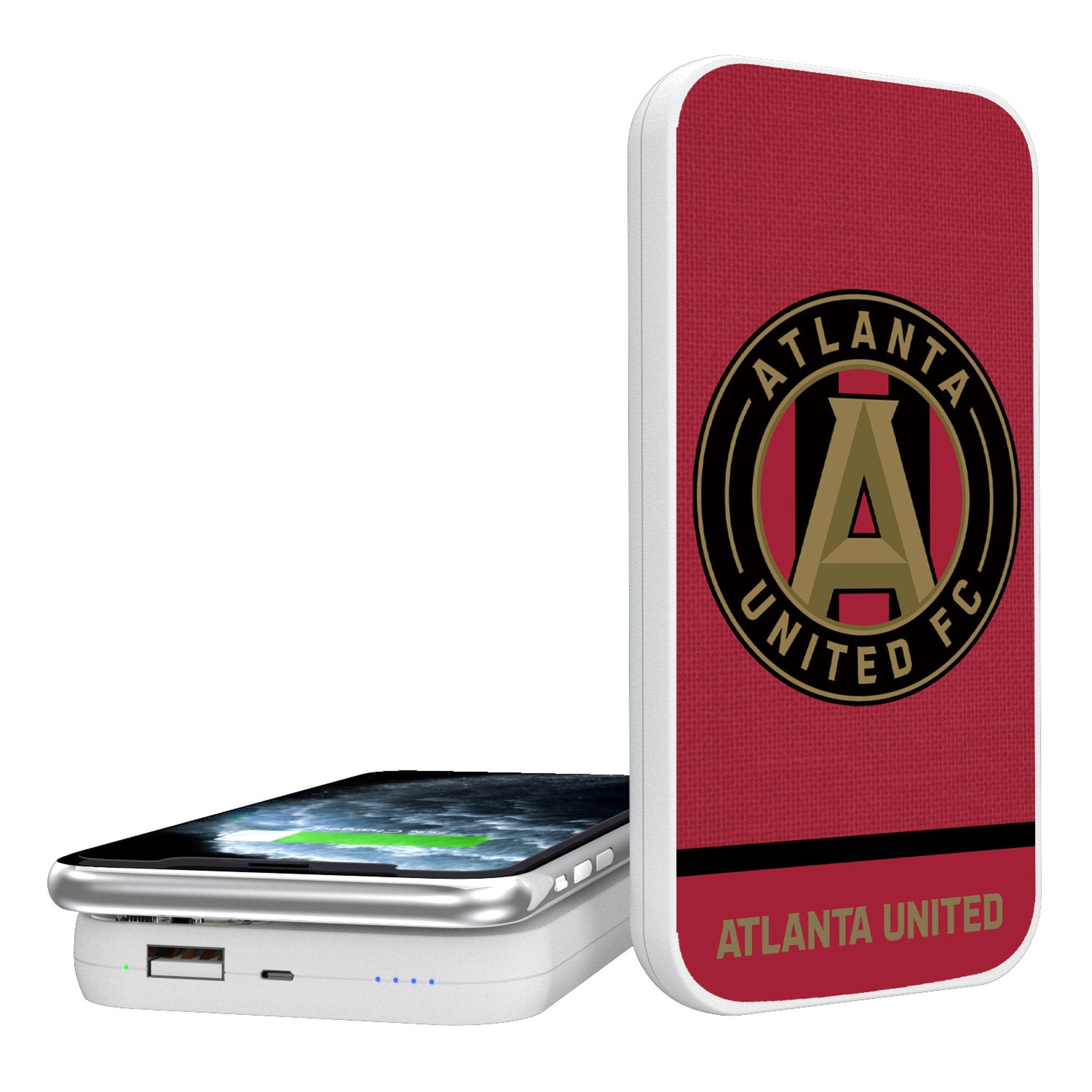 Atlanta United FC Endzone Solid 5000mAh Portable Wireless Charger - Fast Charging Power Bank for iPhone, Samsung & Android - Perfect for Travel, Work & Game Day
