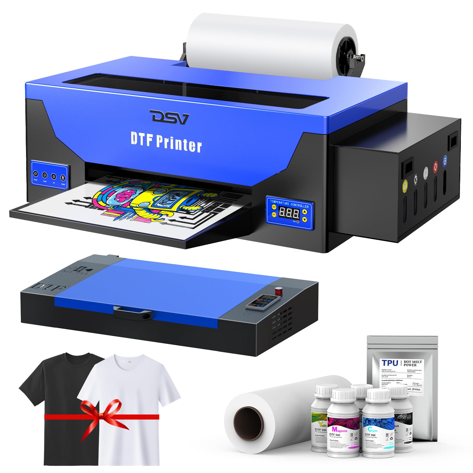 DTF Printer A3 L1800 - Direct to Film Transfer Printing Machine for T-Shirts with White Ink Circulation & Semi-Auto Cleaning (Printer + Oven Included) | Ideal for Custom Apparel, DIY Printing & Small Business T-Shirt Production