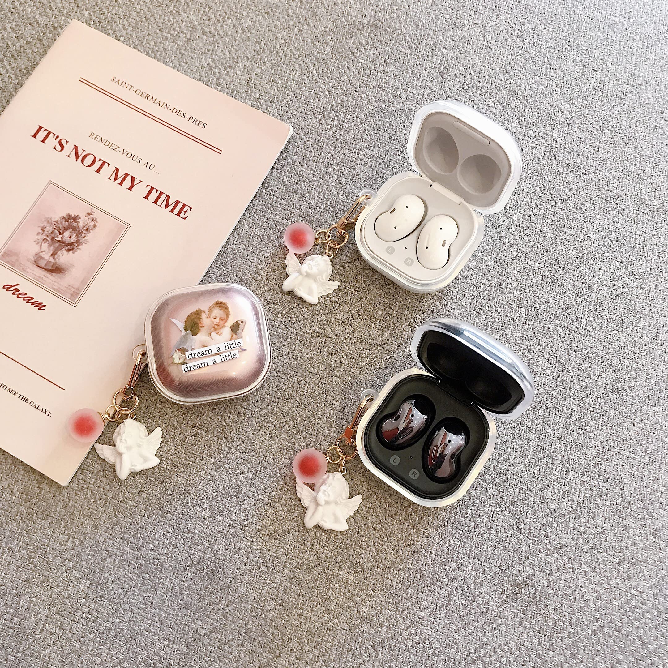 Samsung Galaxy Buds 2 Pro/Live Protective Case - Cute Cartoon Silicone Cover with Pendant for Wireless Earbuds (2020-2021 Models) - Perfect for Gym, Travel & Daily Use
