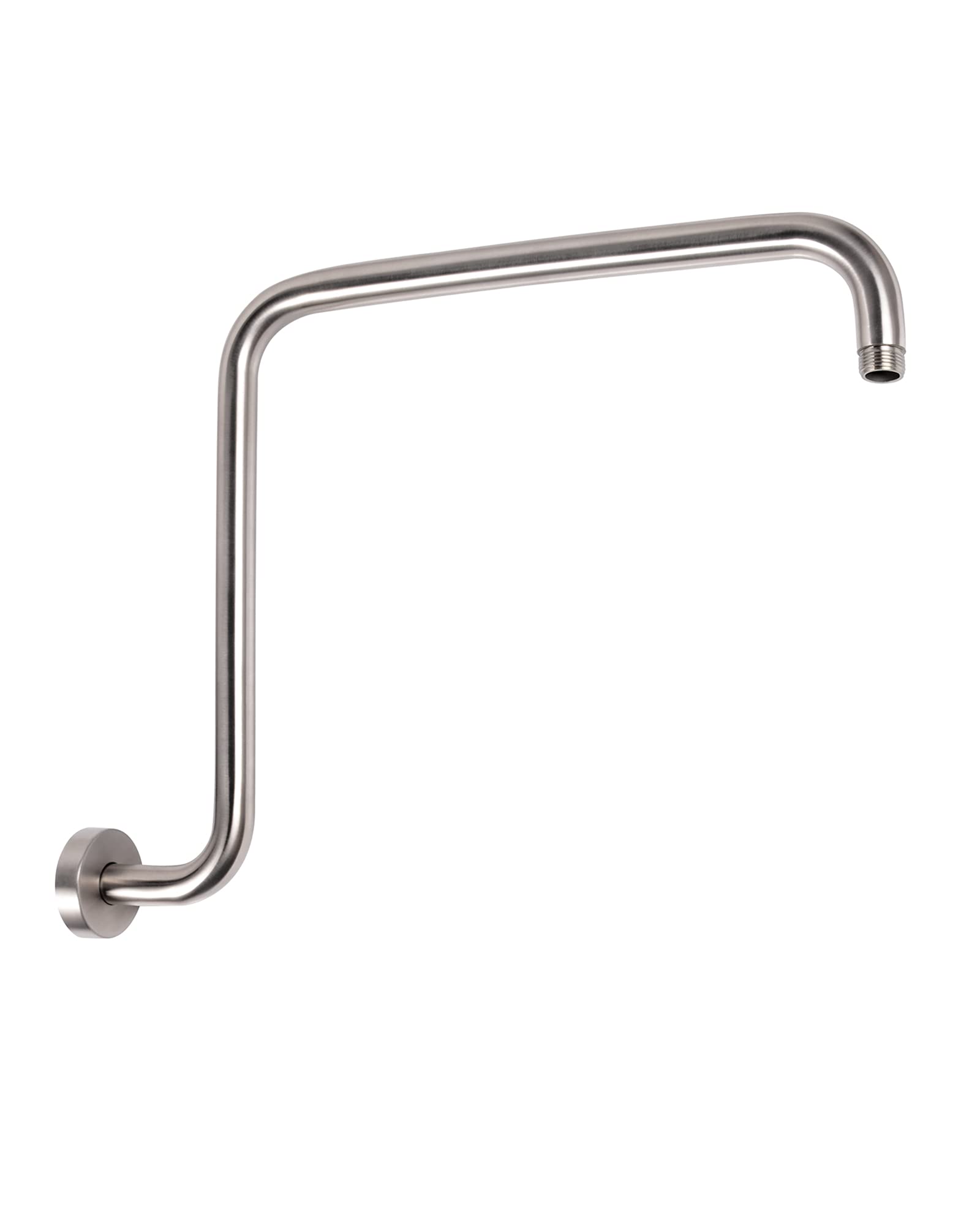 High Rise S Shaped Shower Arm 16.65 Inches - Brushed Nickel Shower Head Extension with Flange | Durable Replacement for Bathroom & Shower Upgrades | Perfect for Modern Home, Spa, and Hotel Renovations