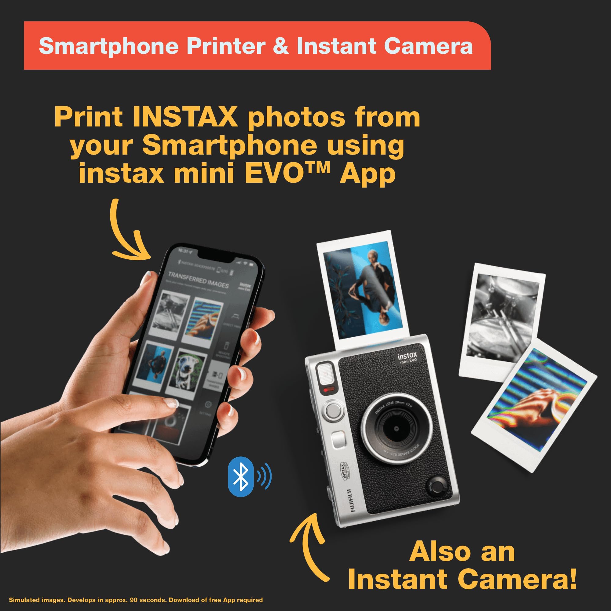 Fujifilm Instax Mini EVO Instant Hybrid Camera (Brown) with Leather Case - Perfect for Travel, Parties & Instant Photo Printing