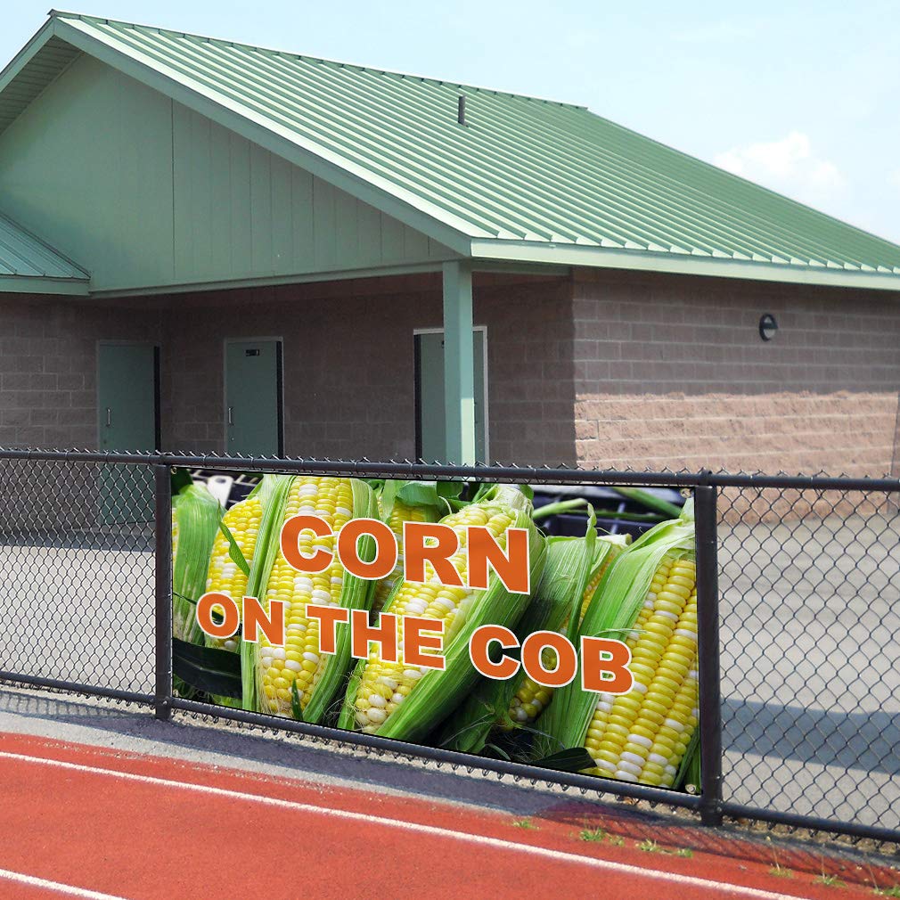 Corn on the Cob Vinyl Banner - 16x40in Outdoor Advertising Sign with Grommets for Festivals & Markets
