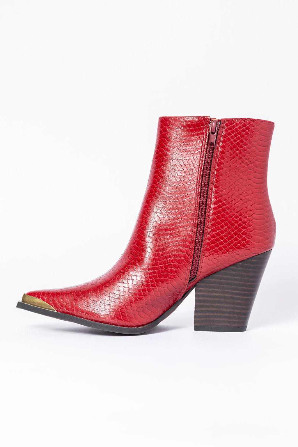 Jessie Red Snakeskin Pointed Toe Booties Women's Fashion Ankle Boots - Perfect for Party, Night Out & Office Wear