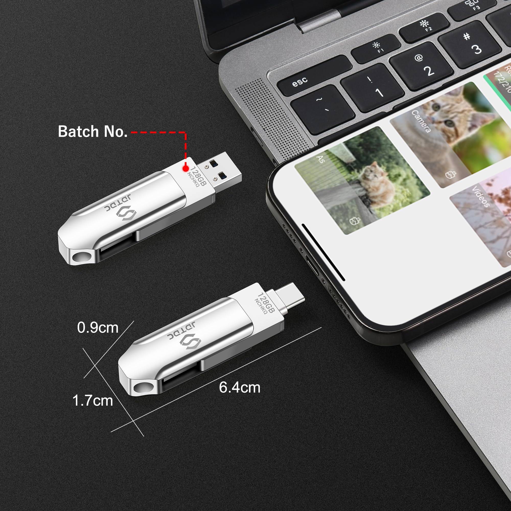 128GB Photo Stick for iPhone 15/16, USB Flash Drive with Lightning & USB-C Ports, External Memory Storage for iPhone iPad Android - Perfect for Photo Backup, File Transfer and Extra Storage on the Go