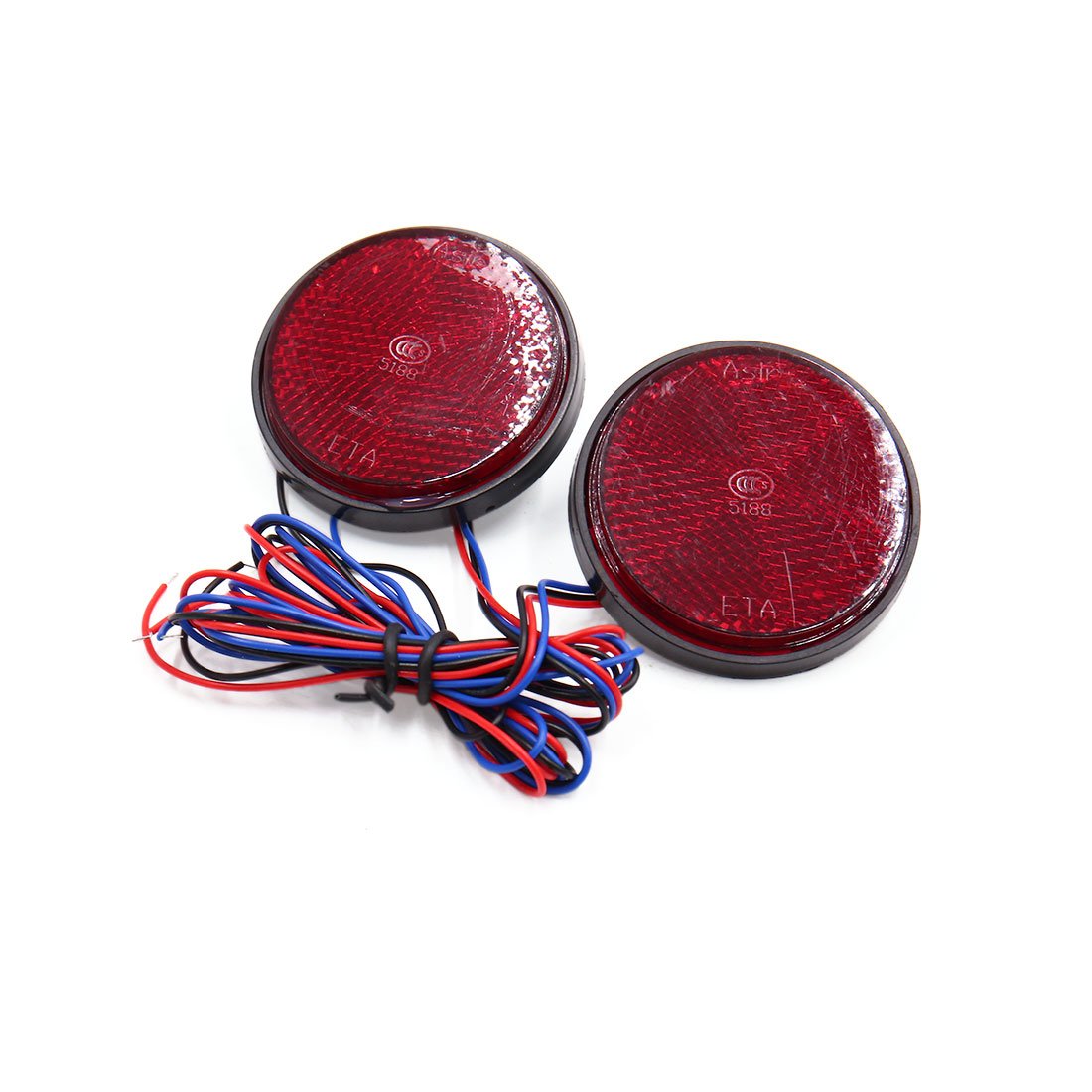 uxcell 2 Pack Round Red LED Reflector Tail Brake Lights for Motorcycles - Waterproof Stop Lights for Harley, Cruiser, Scooter & Dirt Bike Safety Riding at Night
