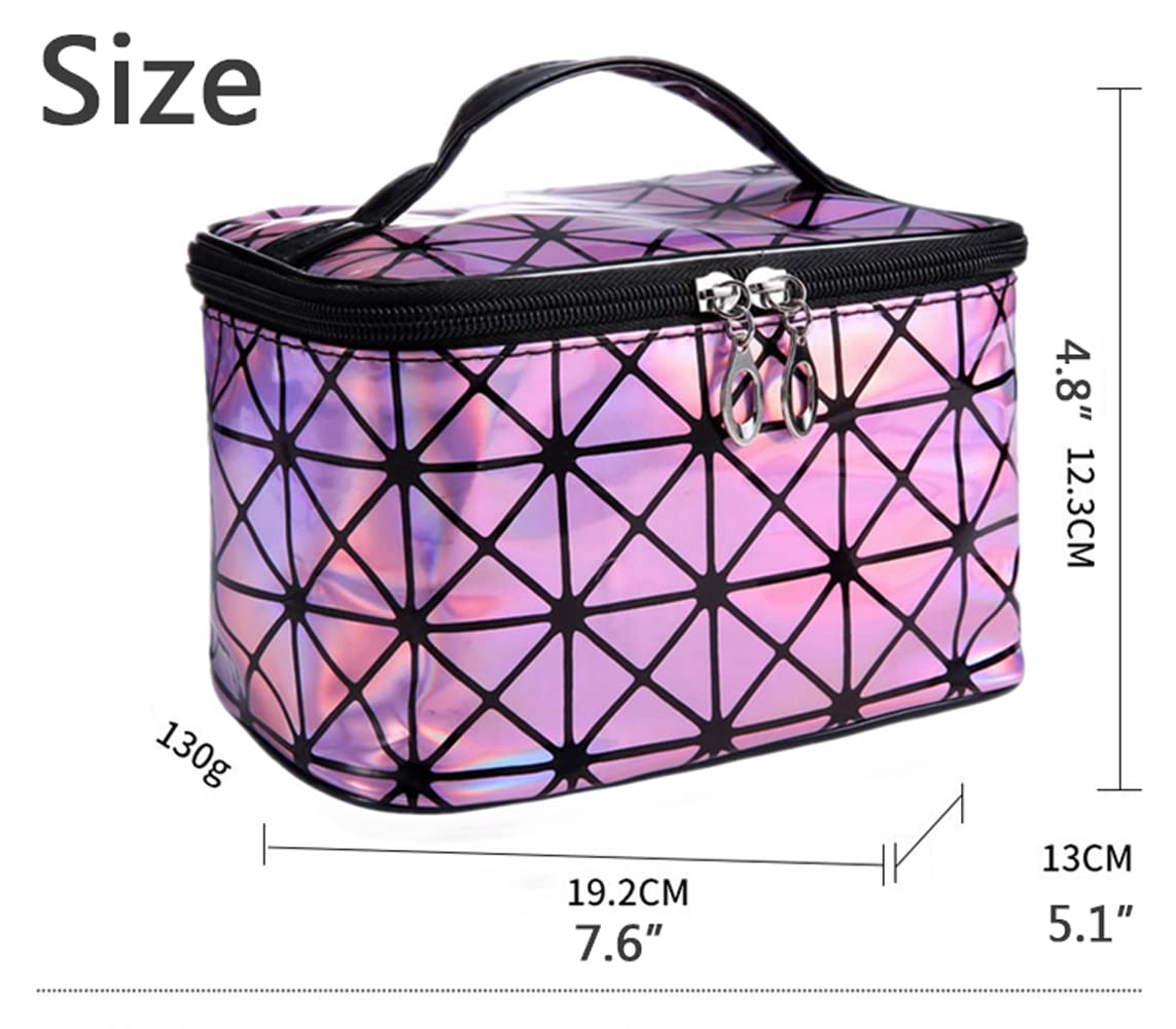 UBMSA Pink Makeup Bag with Mirror - Travel Cosmetic Organizer for Women & Girls, Perfect for Brushes & Jewelry Storage