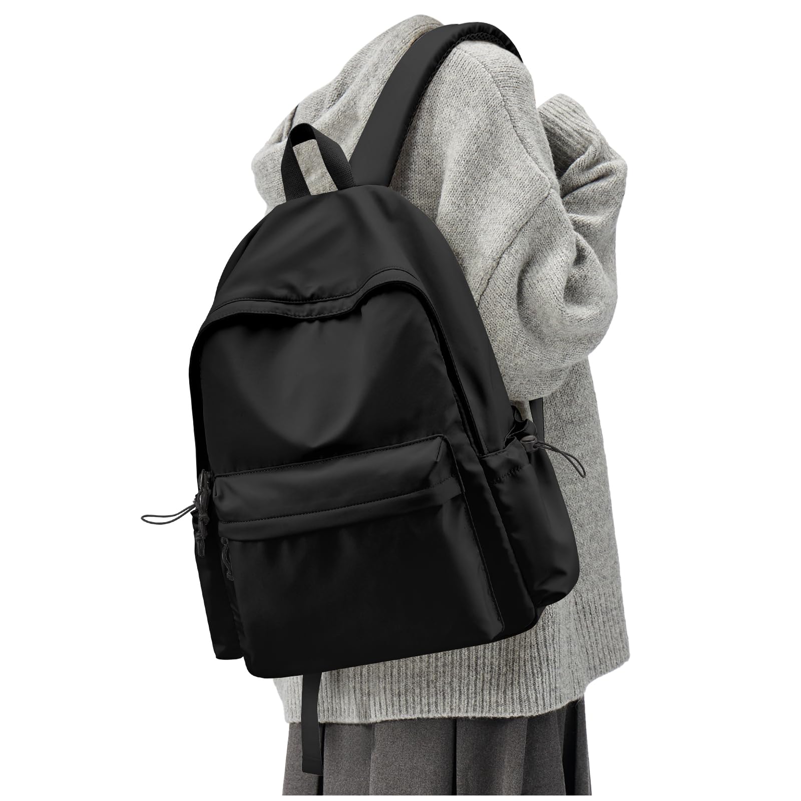 **Stylish Large Black Backpack for Women & Men - Waterproof Lightweight Travel Daypack, High School & College Bookbag - Perfect for Commuting, Hiking, and Everyday Use**