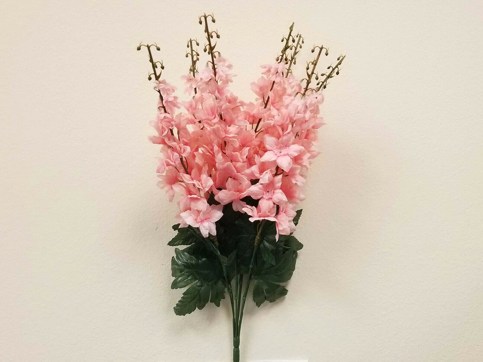 Pink Delphinium Bush Artificial Silk Flowers - Realistic Fake Floral Arrangement for Home Decor, Wedding Centerpieces & Office Desk