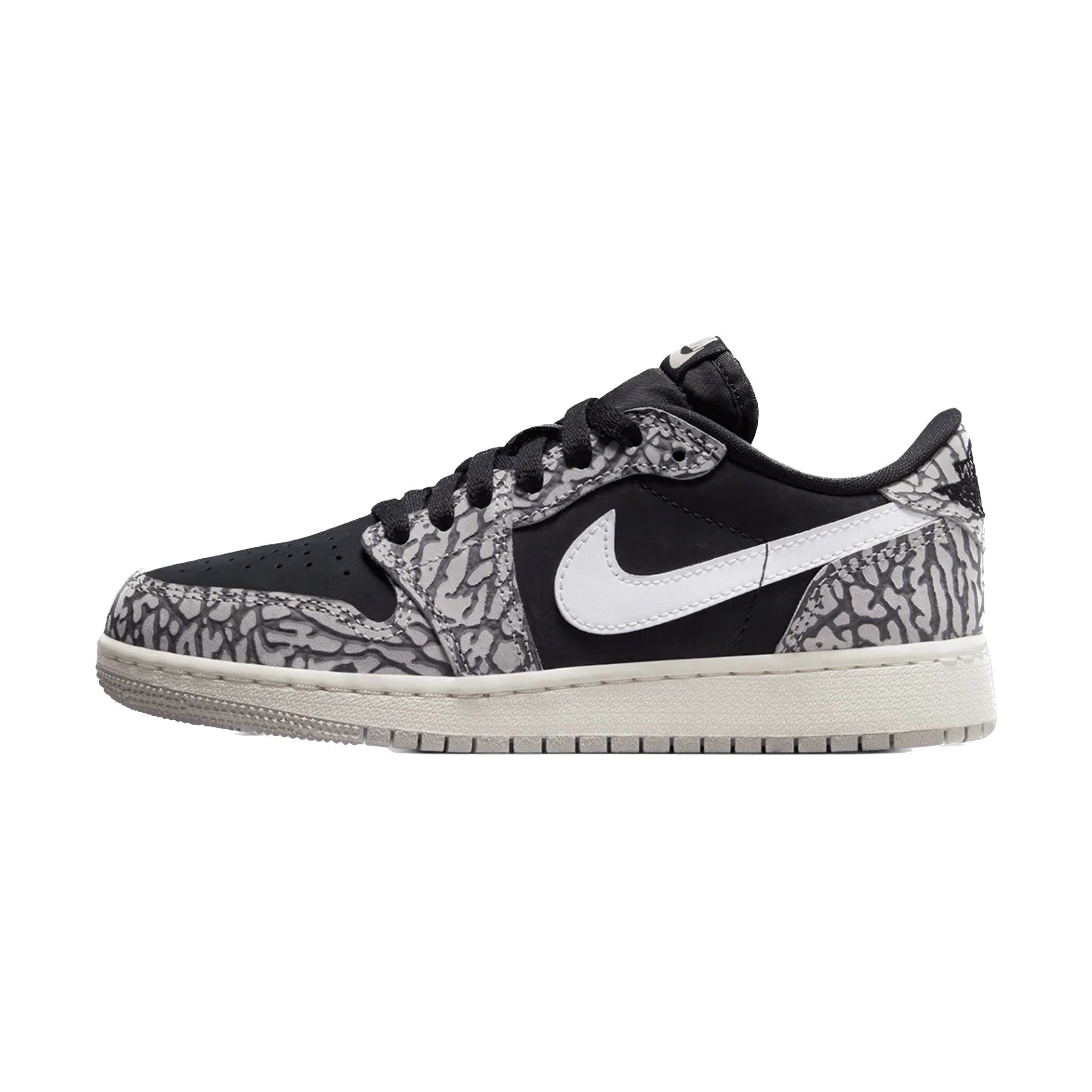 Air Jordan 1 Retro Low OG (GS) Sneakers - Black Cement, Muslin, Tech Grey & White Sail Colorway - Perfect for Basketball, Streetwear & Casual Outfits