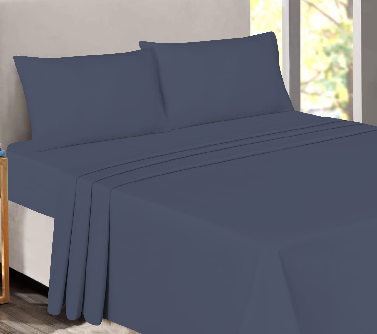 Ruvanti 100% Cotton Twin Sheet Set - Soft, Breathable & Cooling Deep Pocket Bed Sheets - Moisture Wicking Grey Twin Size Sheets (3-Piece) - Perfect for Hot Sleepers & All-Season Comfort