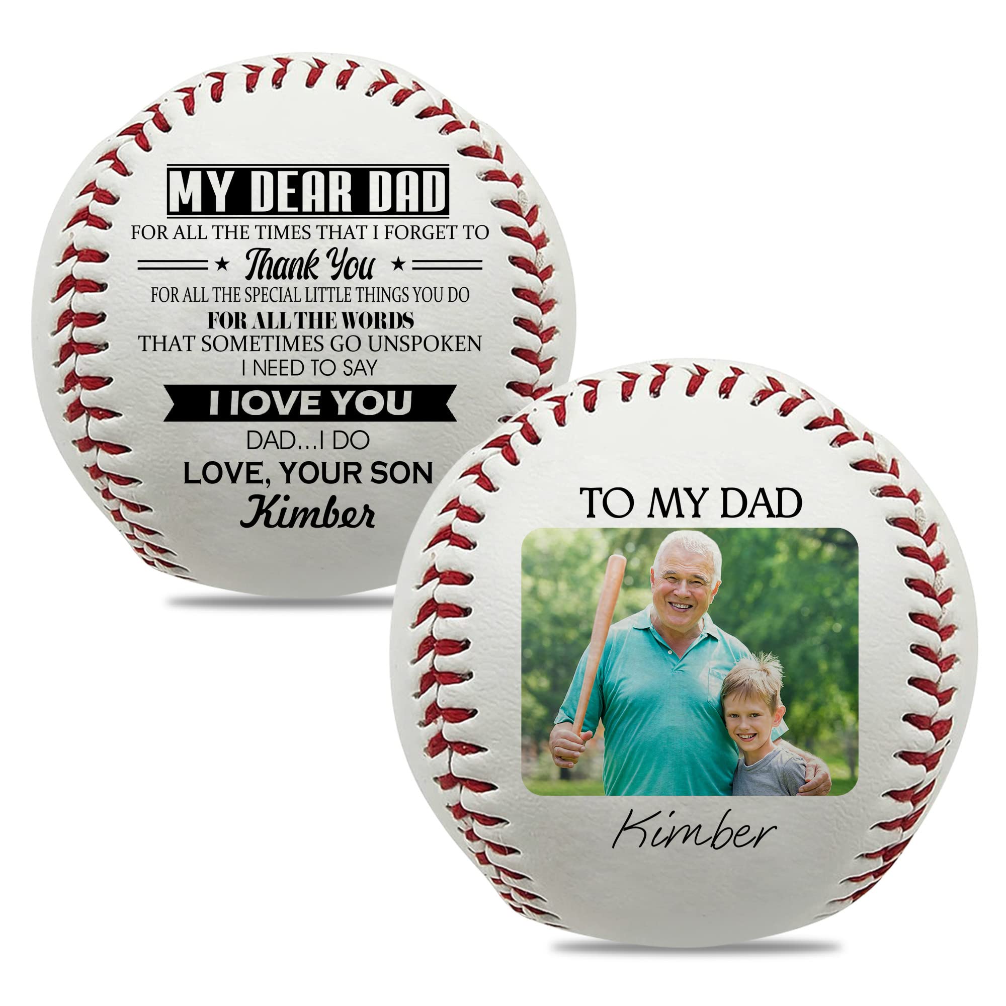 Custom Photo Baseball Gift for Dad - Personalized Engraved Baseball with Your Photo - Unique Father's Day, Birthday, or Retirement Present from Son or Daughter - Perfect for Sports Fans, Collectors, and Special Occasions